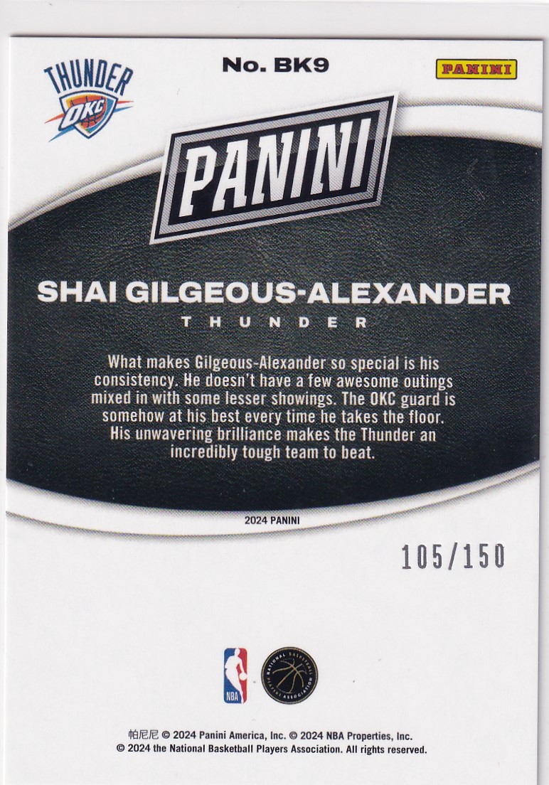 【thebighit】不累计大乔克.2023-24 Panini Black Friday 黑五 SGA 亚历山大 银折 150编