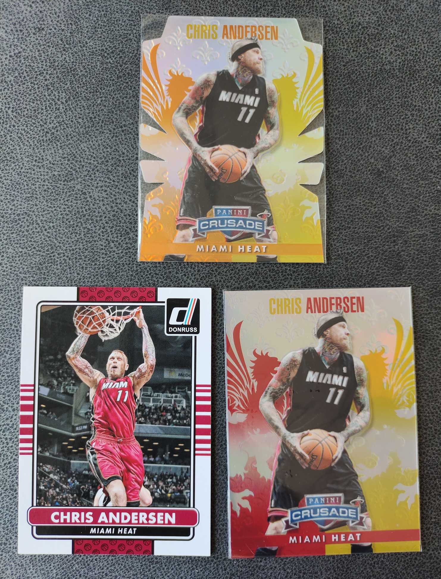 迈阿密 热火队 鸟人 克里斯 安德森 Chris Andersen 十字军两张带编 红折155/349 橙折异形切割 61/99 三张打包