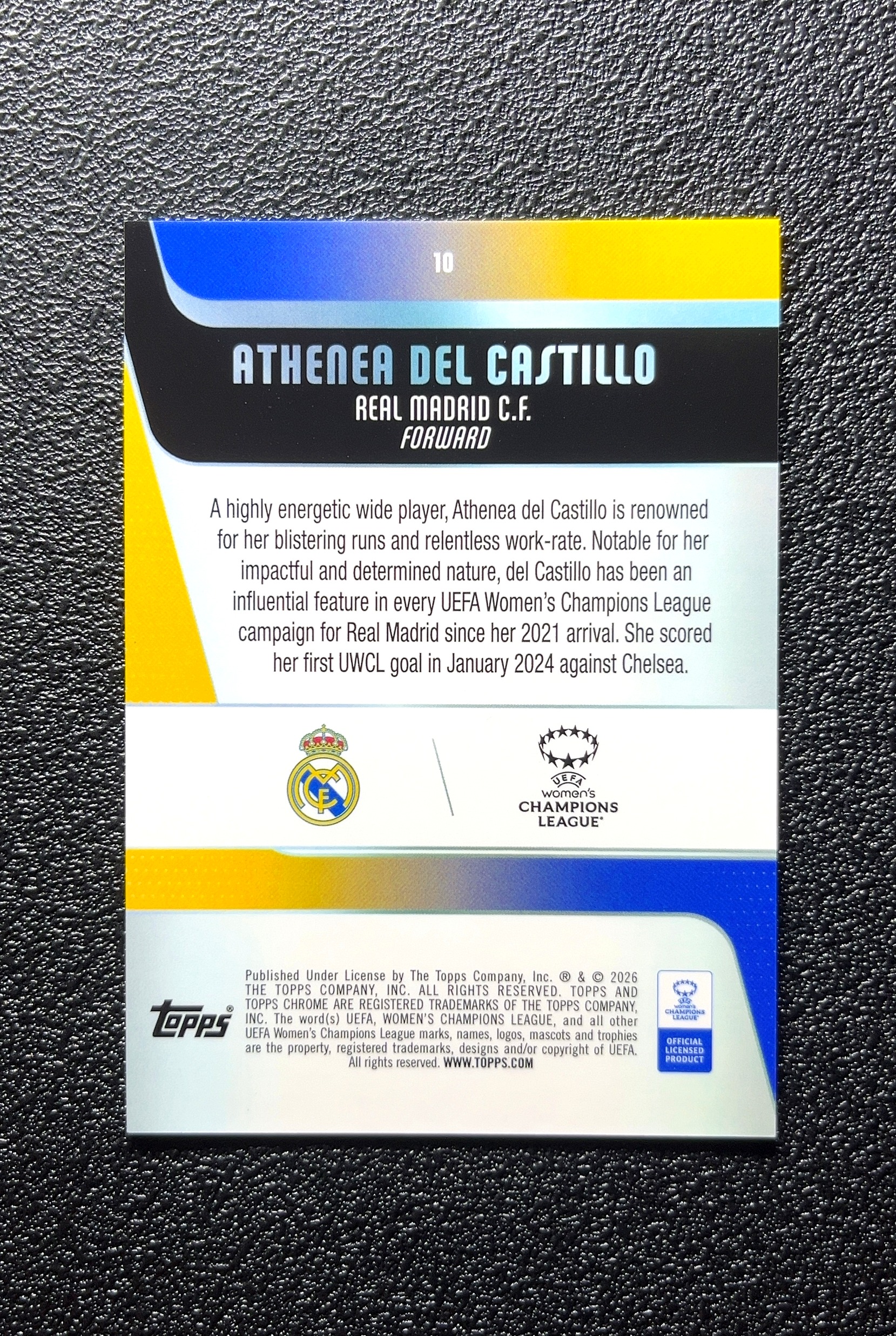 【小白1%代卖】2026 Topps Chrome Athena del Castillo 阿特·德尔卡斯蒂略 卡品如图 高价值 #10 Real Madrid C.F 皇家马德里女足 0801