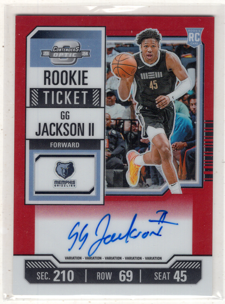 2023-24 Topps Contenders Optic G.G. Jackson RC 【来拆波卡】灰熊 GG杰克逊 球票OP 新秀 签字 卡签 红折 99编 hlf