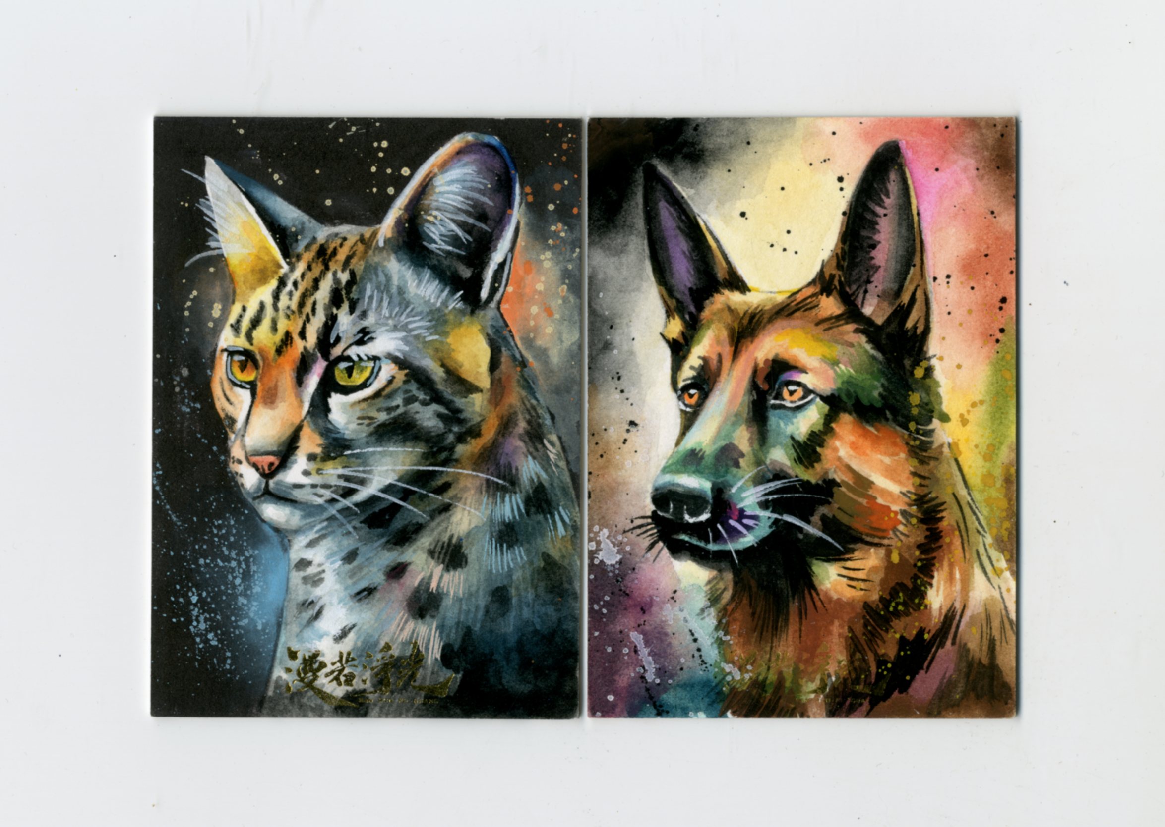 【Jackie杰基拍卖】漫若浮光工作室 动物 双宫 手绘卡 1/1 画师:Nicole(灯塔)