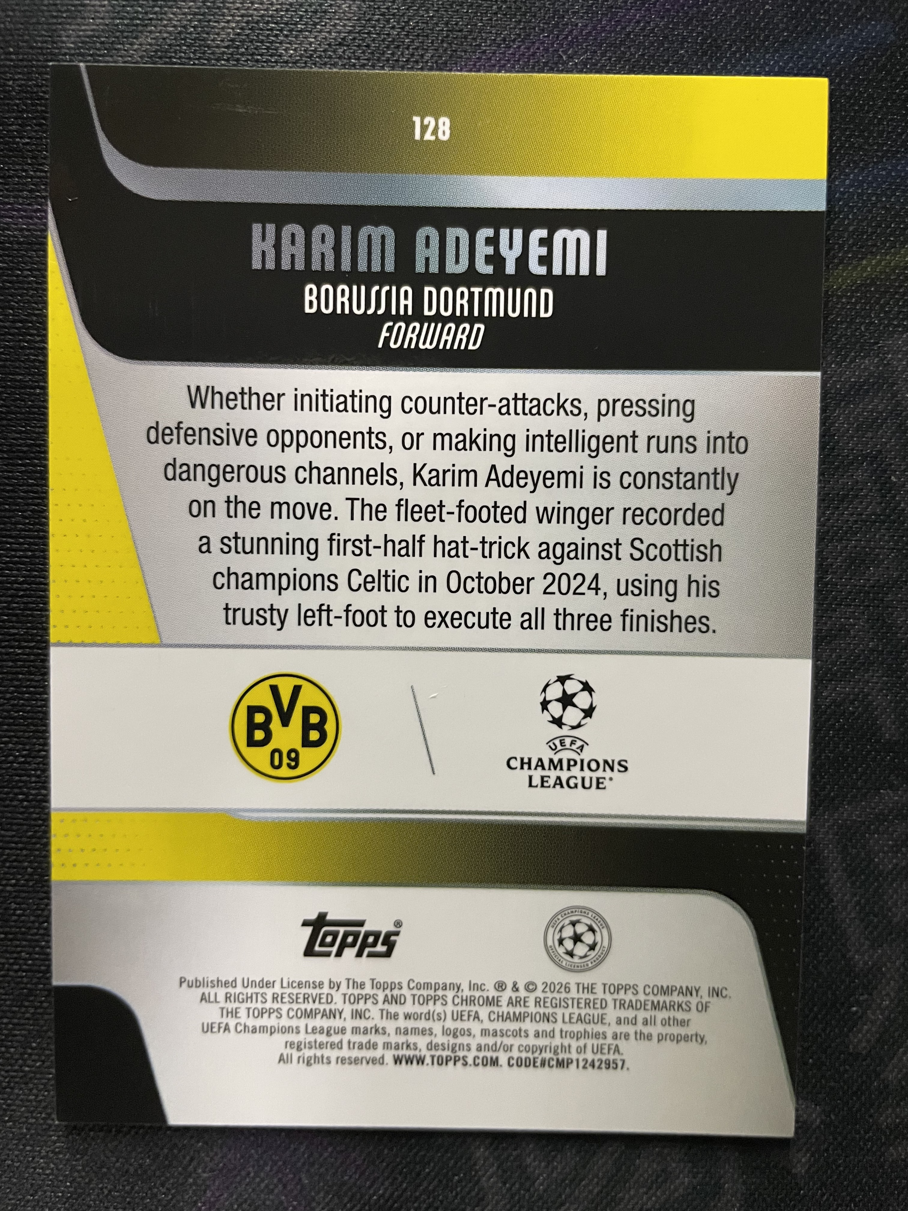 2026 Topps Chrome HARIM ADEYEMI 【逸潮玩】欧冠UCC 阿德耶米 多特蒙德 德国 绿圈圈折 折射 限量/9编 qlm 08