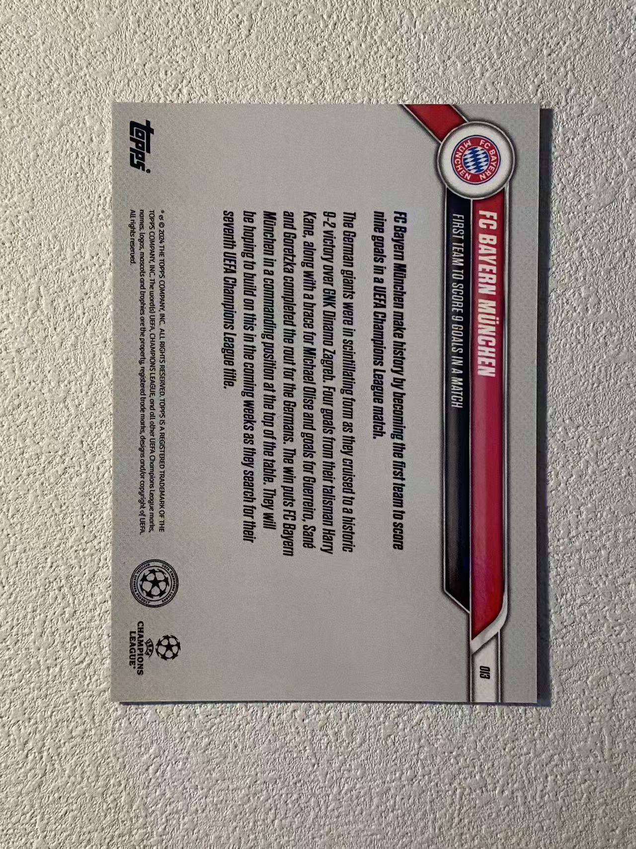 2024 Topps now FC Bayern München 欧冠now 时刻 拜仁慕尼黑 大合照 收藏必备
