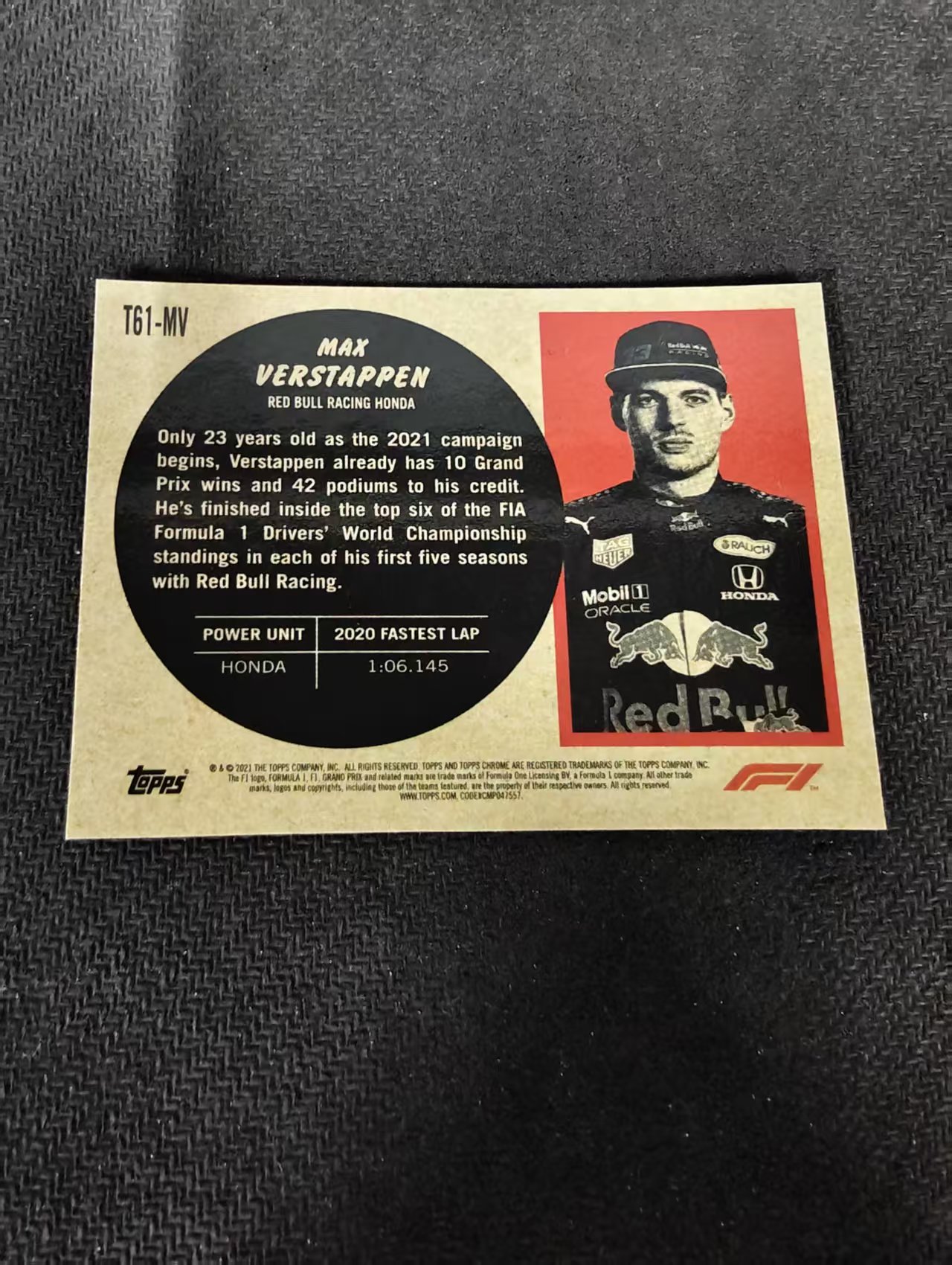 2021 Topps Chrome F1 Max Verstappen 方程式赛车系列 马克斯 维斯塔潘 红牛车队 特卡 银折 F1 划痕 边角瑕疵 #MV