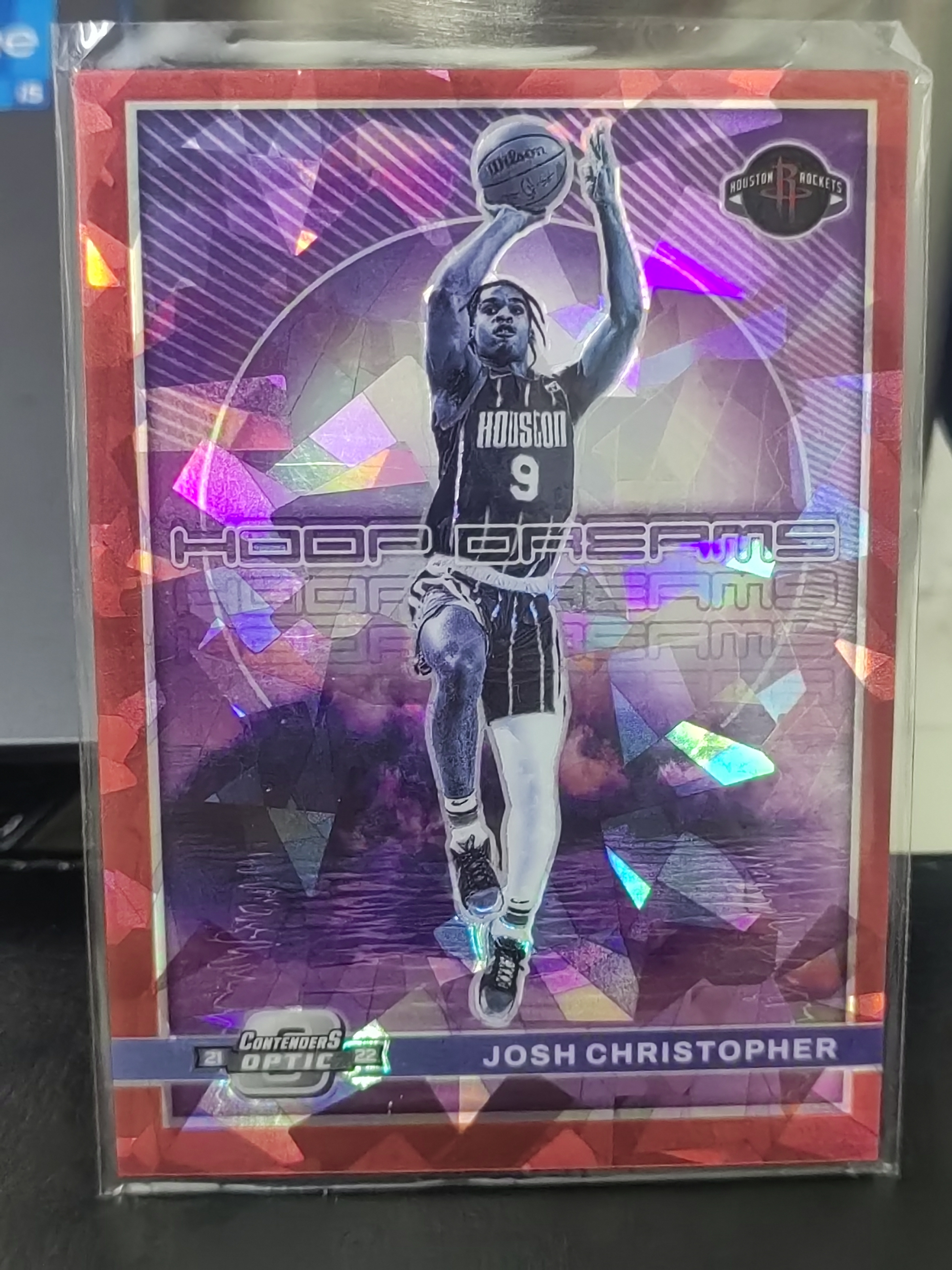 2021-22 Panini Contenders Optic Josh Christopher RC OP 新秀 红碎冰 约什 克里斯托弗 火箭 篮 白边白角 不保卡品 卡品如图