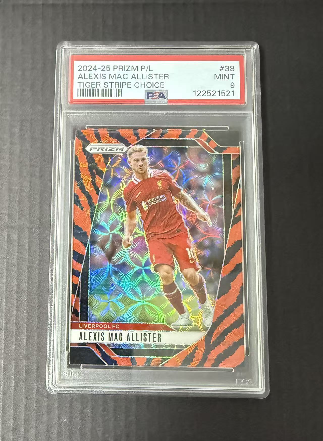 【GOAT山羊拍卖】白总 2024-25赛季 prizm系列 麦卡利斯特 小麦 虎皮折 老虎折 tiger 大比例 ssp psa9 利物浦 品相如图