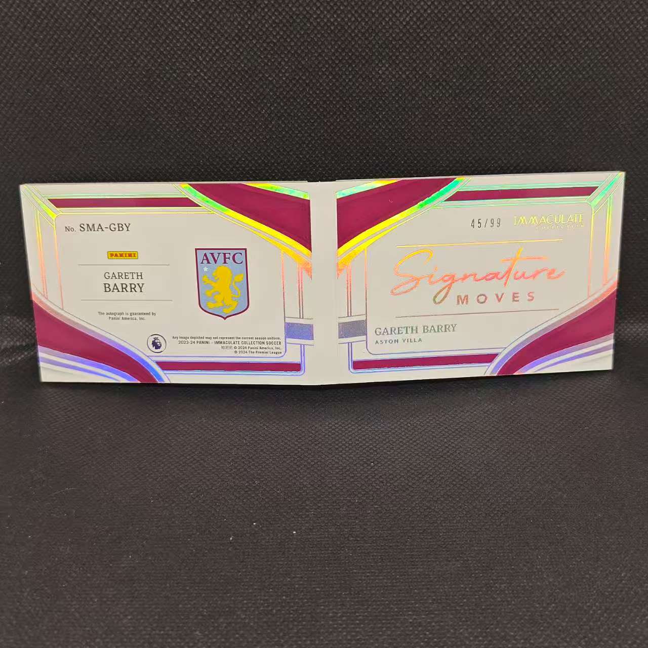 2023-24 Panini Immaculate Gareth Barry 怪胎#阿斯顿维拉 加雷斯 巴里 45/99编 签字 卡签 小书签 微瑕轻印卡品如图