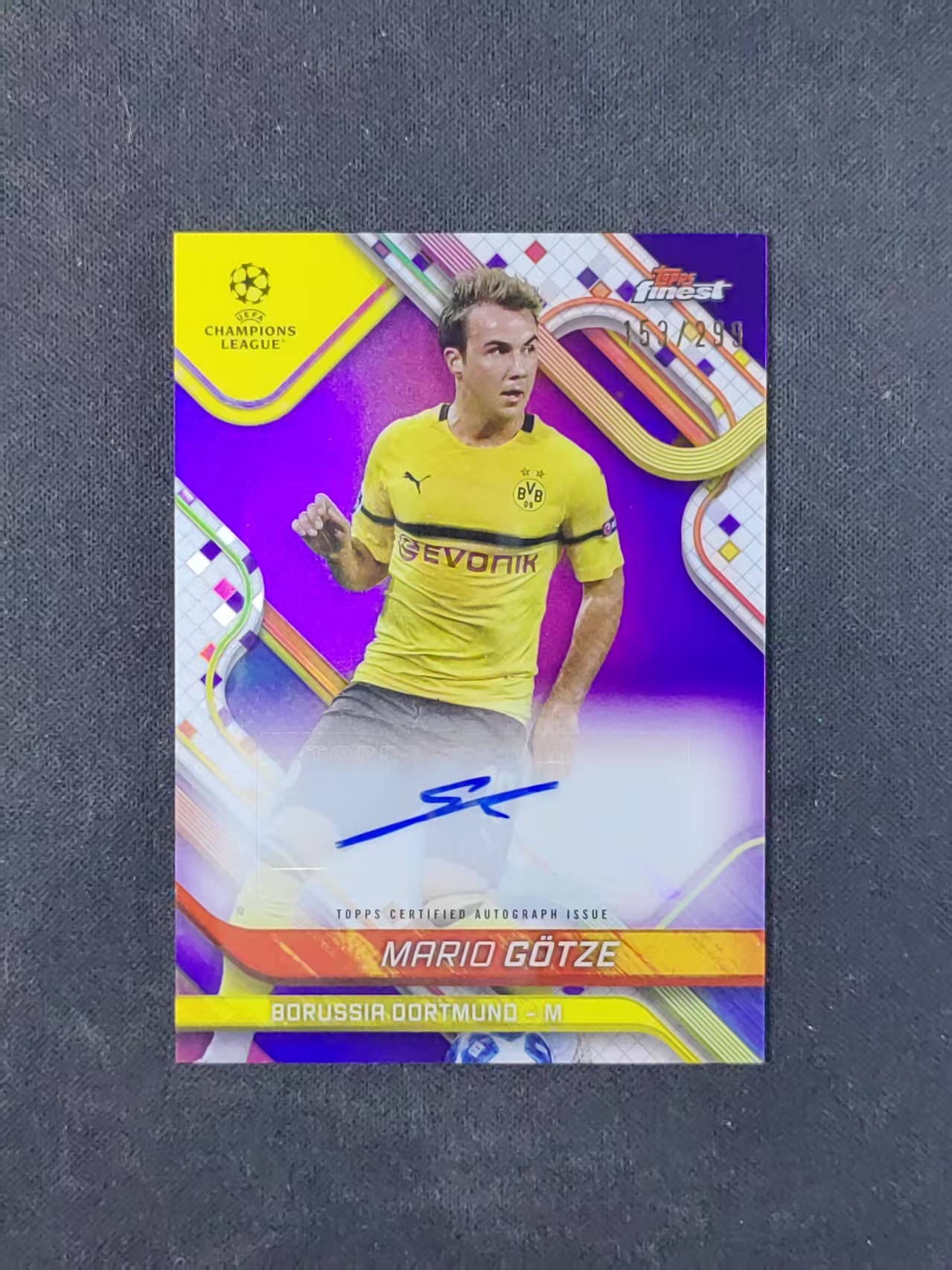 2025 Topps Finest Mario Gotze 【林林拍卖吹c王】finest系列 欧冠 多特蒙德 格策 153/299编 紫折 签字