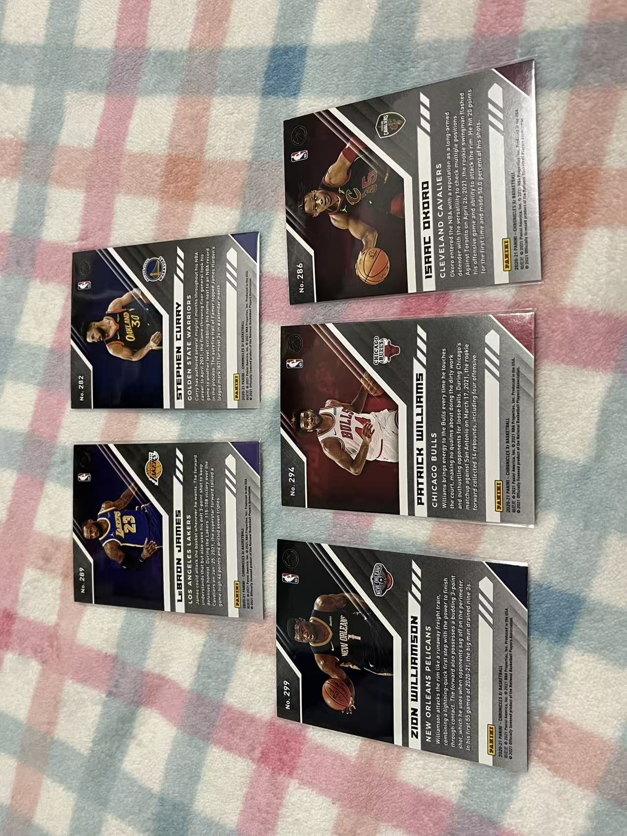 2020-21 Panini Chronicles 5张打包 詹姆斯 库里 锡安 奥科洛 帕威【折射 Xr 编年史】#746