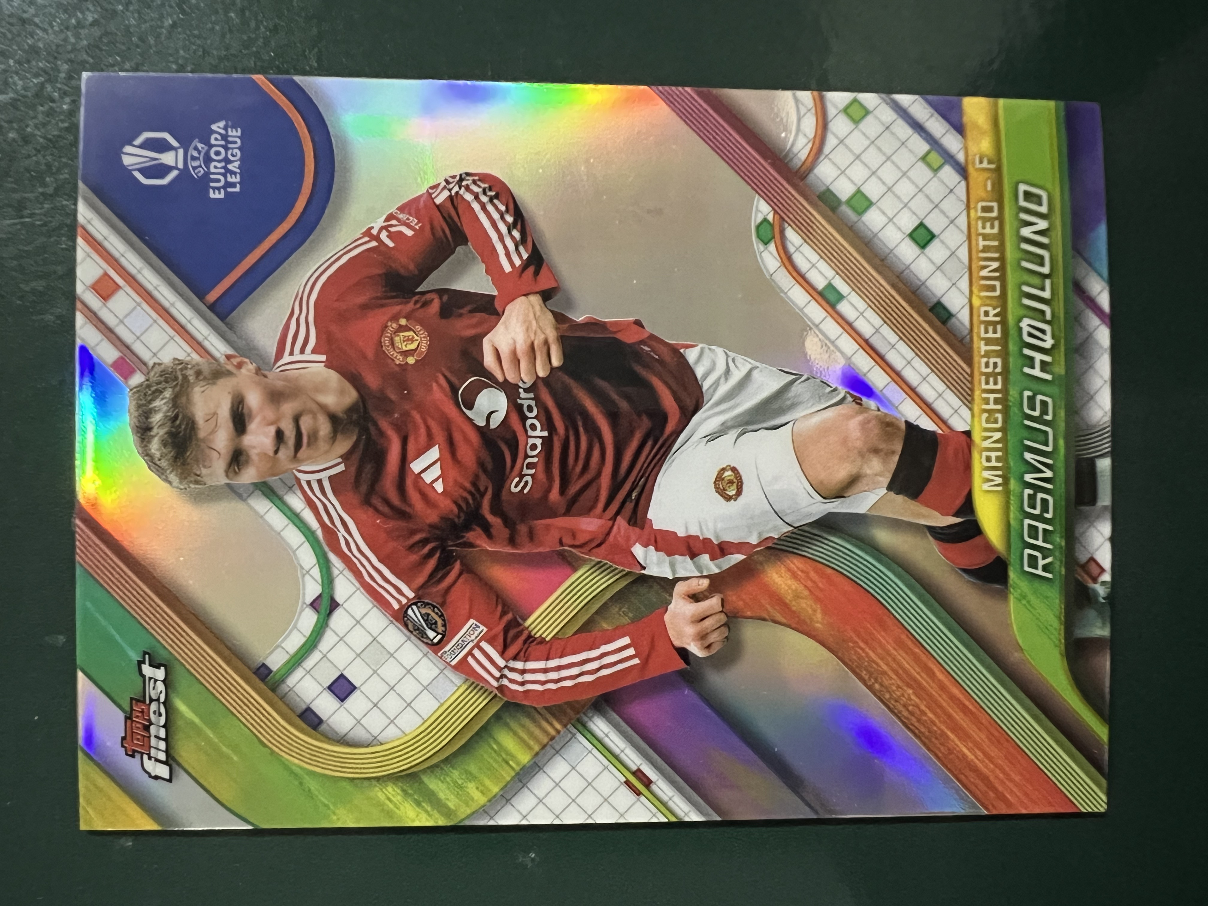 2025 Topps Finest Rasmus Højlund 欧冠系列 拉斯穆斯·霍伊伦 英超曼联足球俱乐部 特卡 BASE 折射 完美收藏 卡品如图