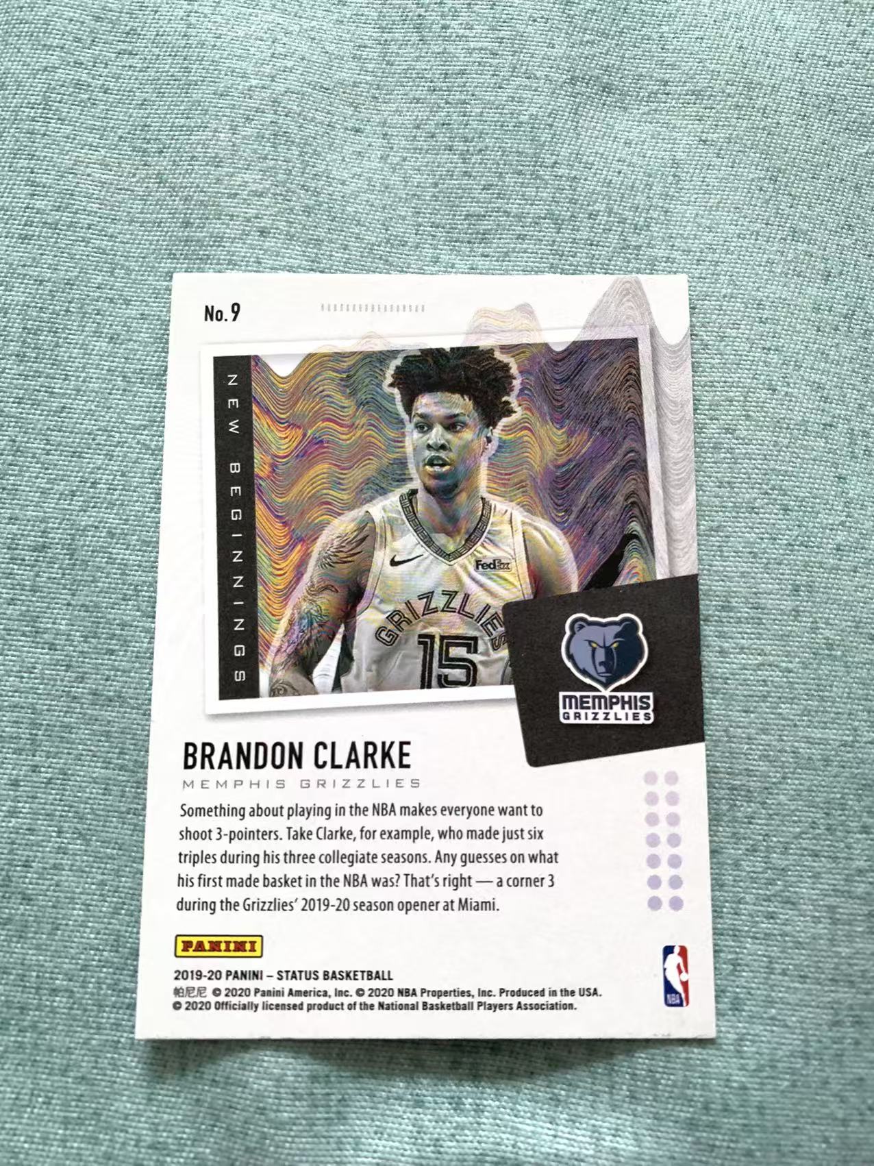2019-20 Panini Status Brandon Clarke RC 布兰登 卡拉克 灰熊 新秀 折射 银折 莫兰特队友