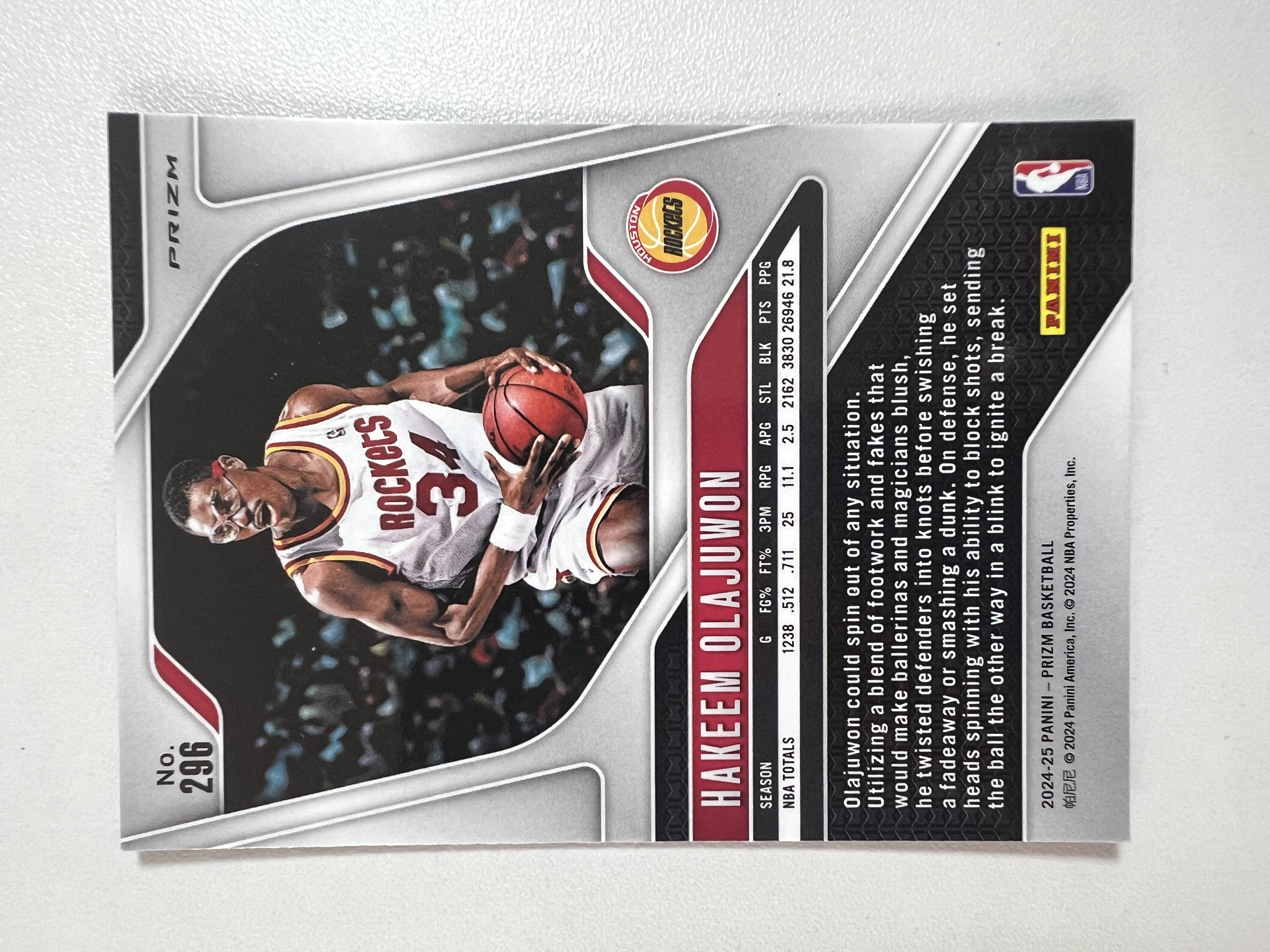 2024-25 Panini Prizm Hakeem Olajuwon 奥拉朱旺 火箭队名宿 PZ 粉碎冰 HH03 收藏凑套 卡品如图