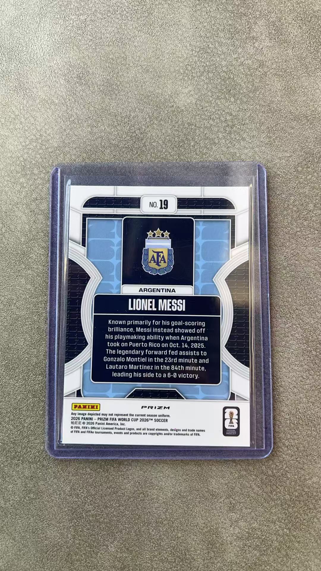 8094【330球星卡实体店代卖】2026 帕尼尼 PRIZM WORLD CUP 世界杯 Lionel Messi 梅西 阿根廷 现象级特卡 银折 仅顺丰寄付 (UK23)