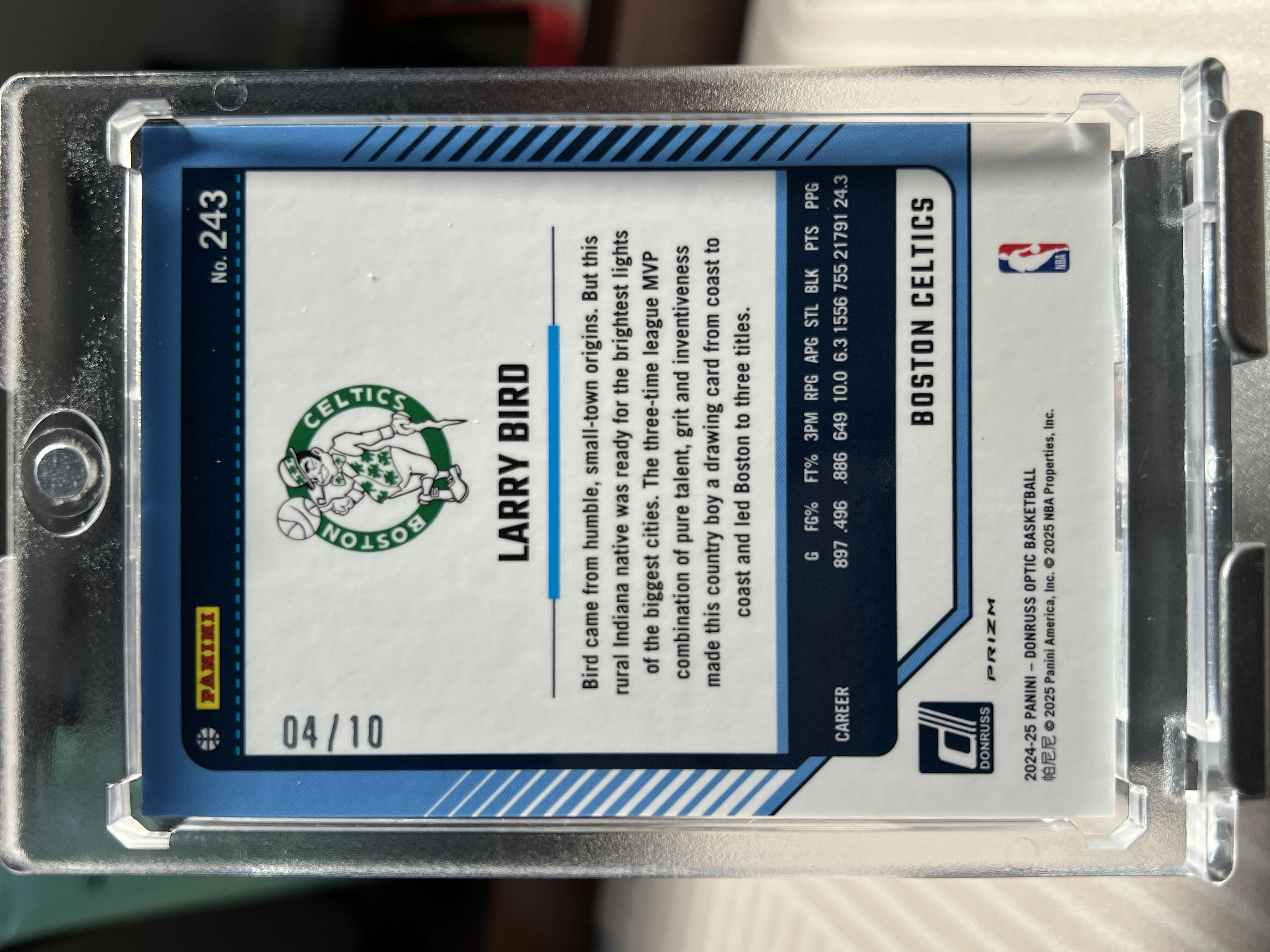 2024-25 Panini Optic Larry Bird 拉里伯德 大鸟 爆金 金圈圈折 传奇 波士顿凯尔特人队 04/10编