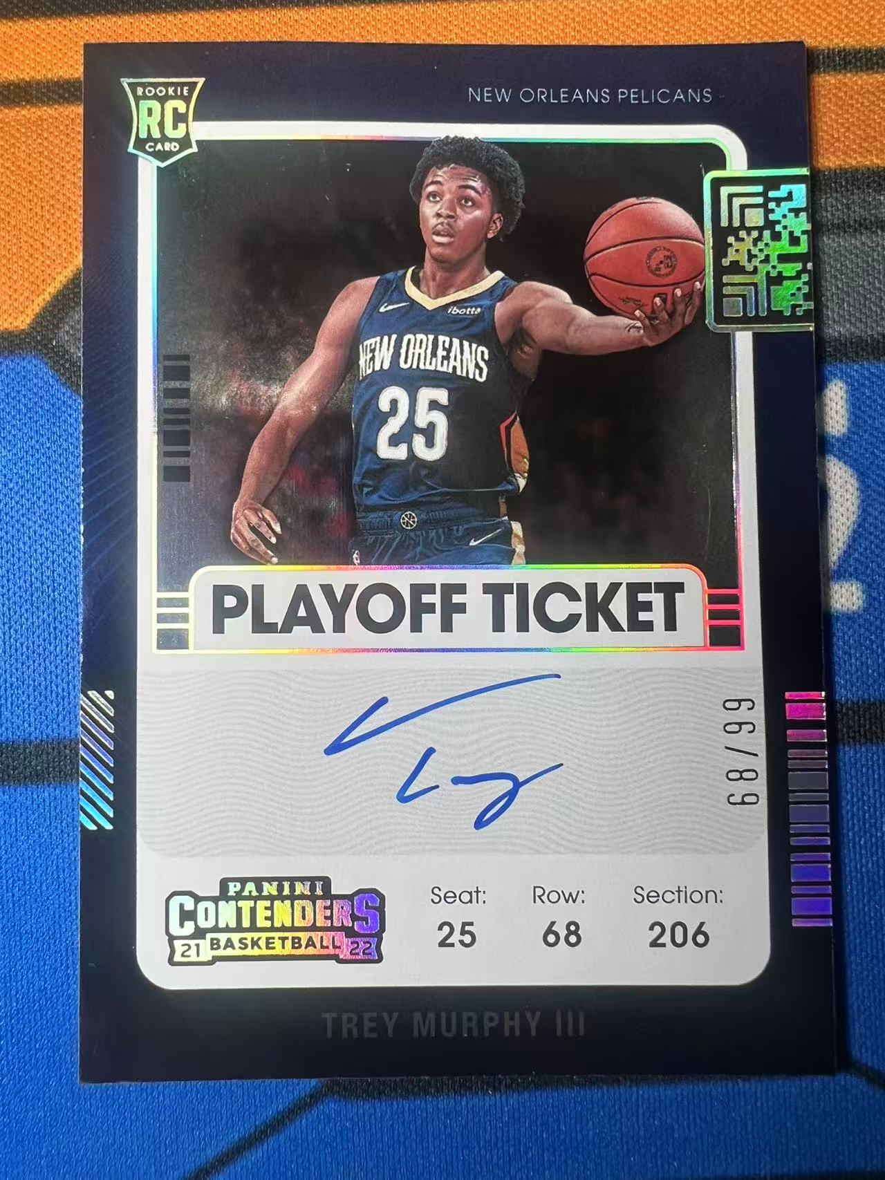 2021-22 Panini Contenders Trey Murphy III RC 【GT拍卖】鹈鹕 新秀 球票 特雷 墨菲三世 签字 卡签 68/99 有明显折线 卡品如图
