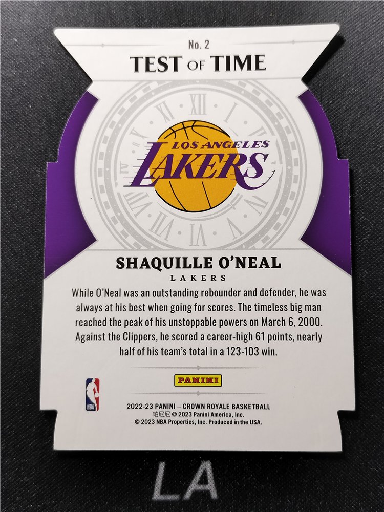 【la拍卖】22 23 Panini Crown Royale Shaquille Oneal 皇冠 沙奎尔 奥尼尔 大鲨鱼 魔术 湖人 名宿 50大巨星 红平行 变形虫折 Test Of 