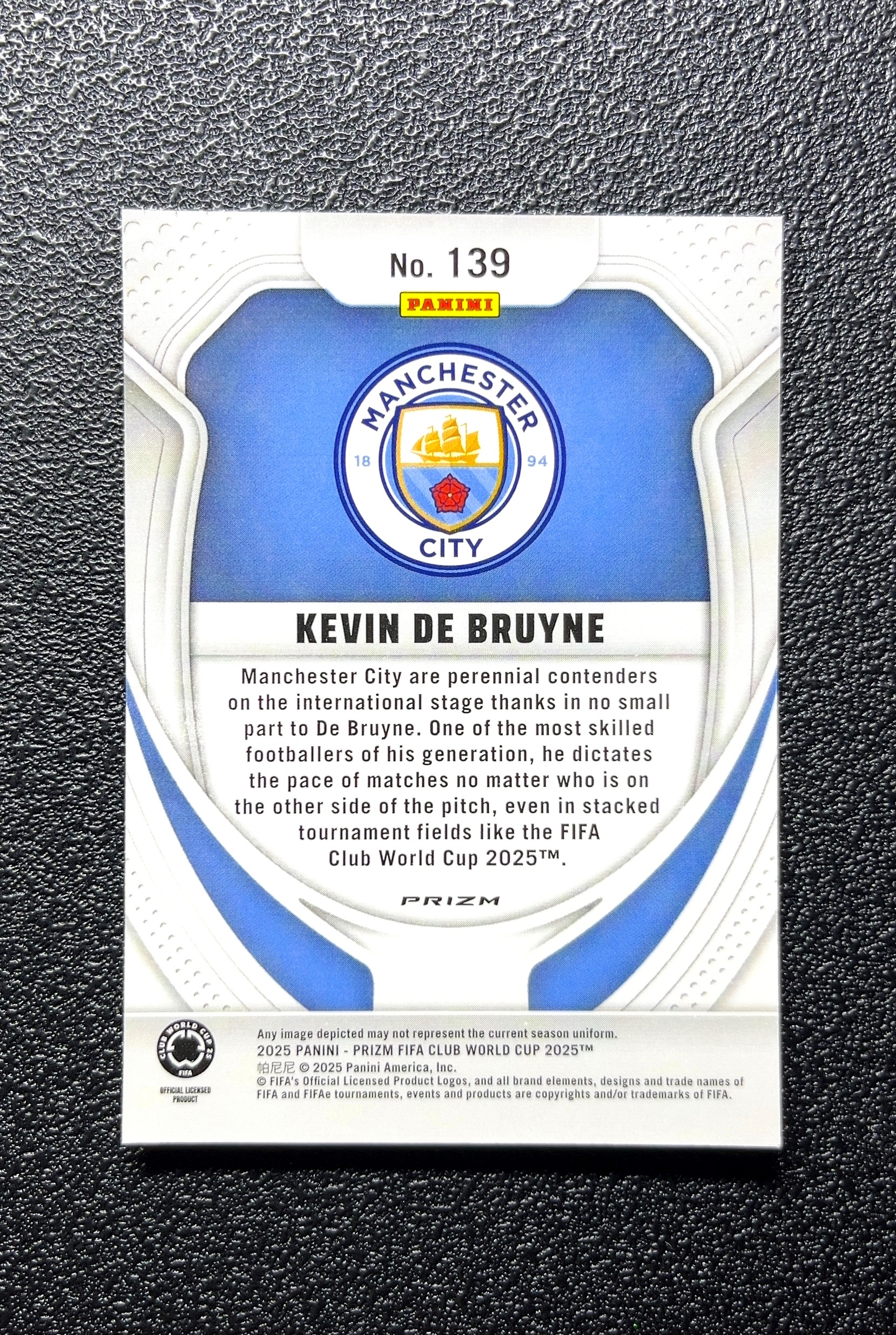【小白1%代卖】2025 Panini Prizm FIFA Club World Cup 2025 俱乐部世界杯 Kevin De Bruyne 凯文·德布劳内 卡品如图 高价值 0809