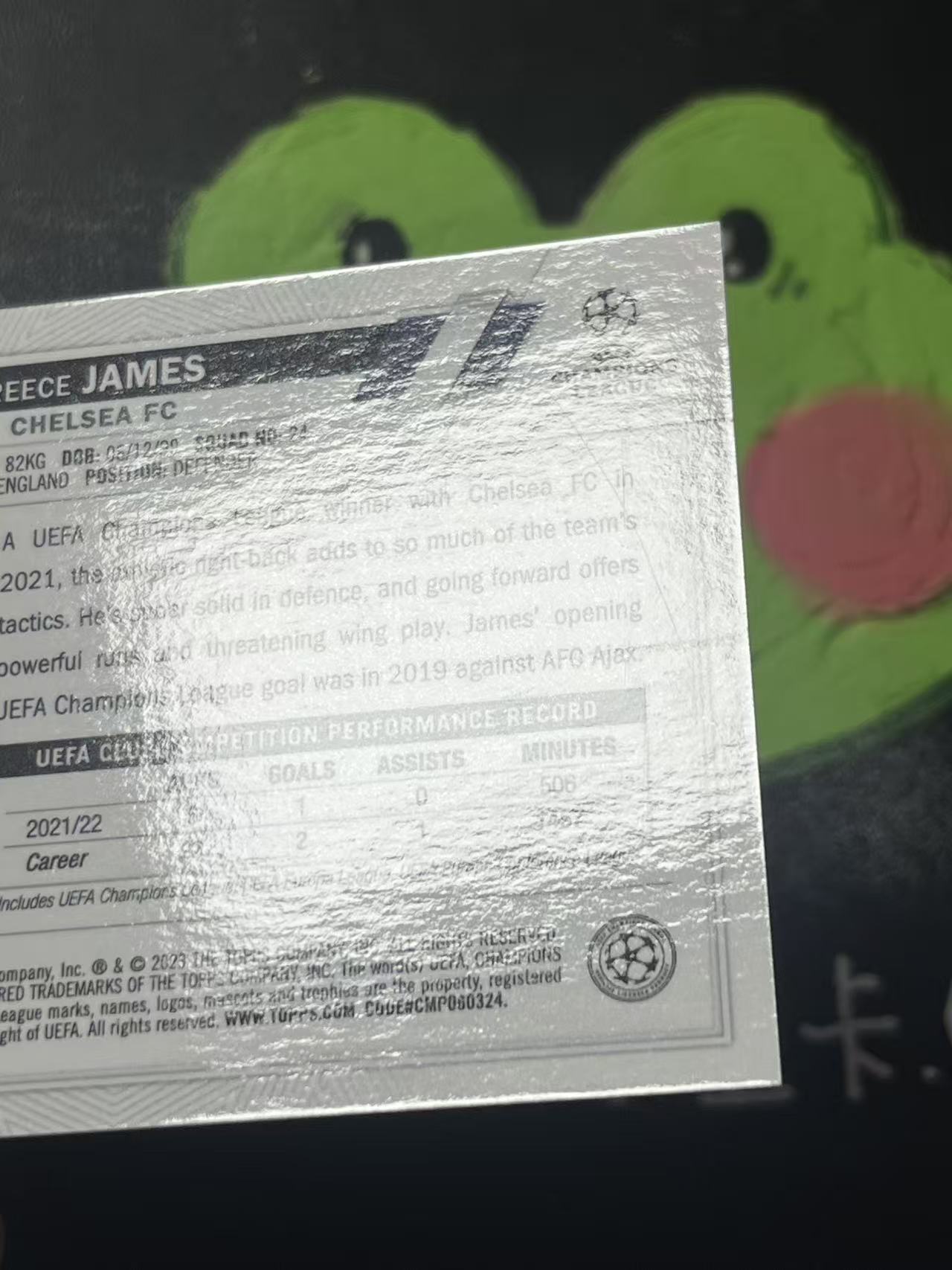2023 Topps Topps Reece James 欧冠 蓝宝石 切尔西 里斯 詹姆斯 99编 金碎冰折 微瑕如图【ZYP代拍】无语
