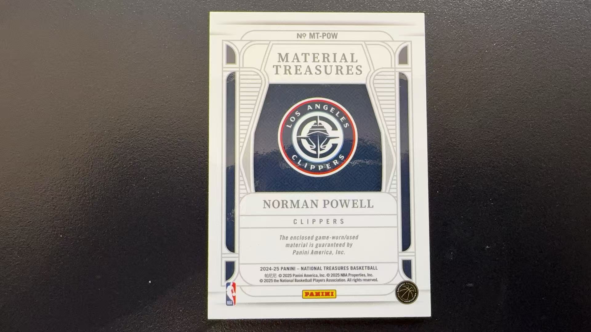 【Pw代卖】2024-25 Panini 国宝 Norman Powell 诺曼 鲍威尔 鲍科比 快船 小窗物料切割 三色暴力切割 25编 专收必备 卡品如图 萝卜哥