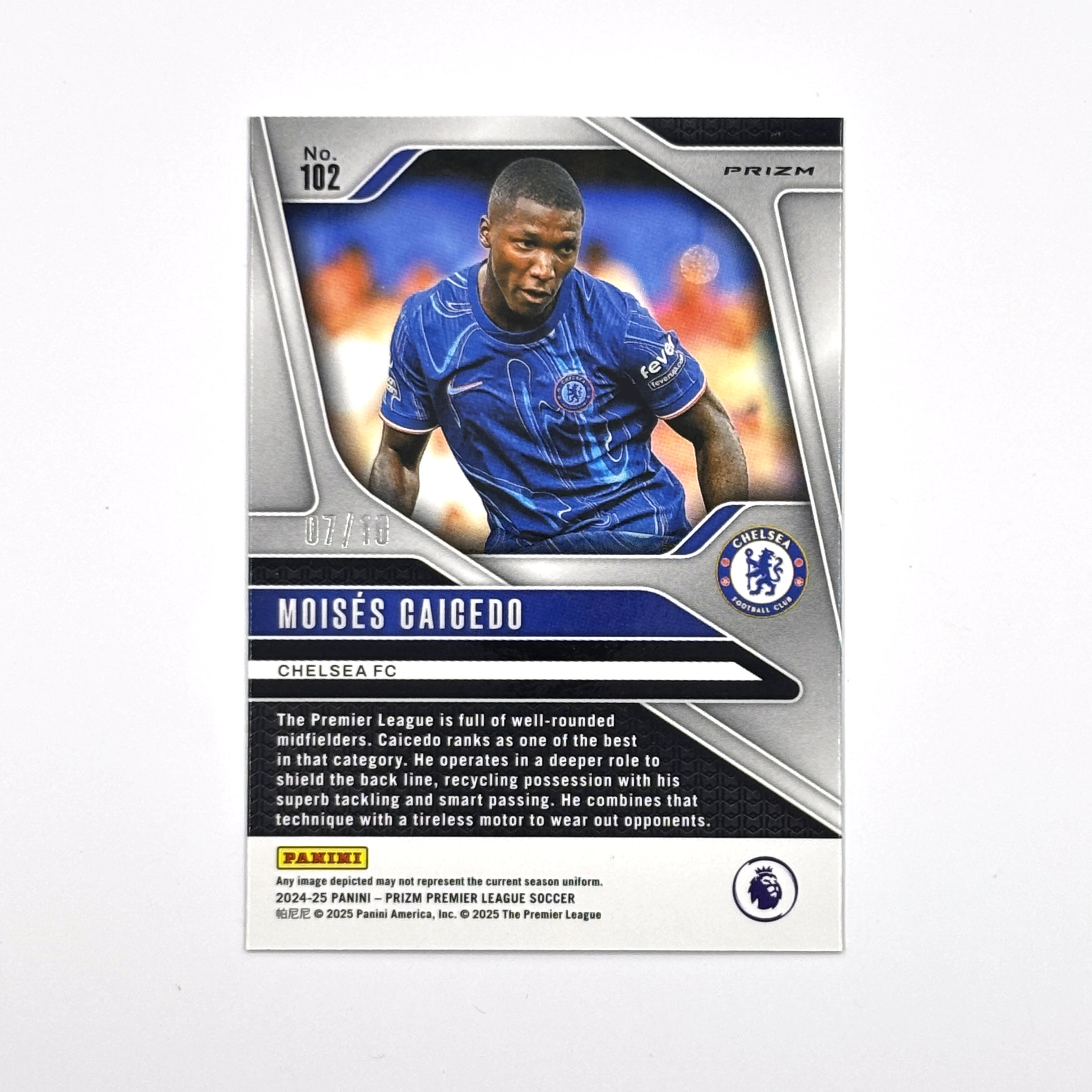 2024-25 Panini Prizm Caicedo 切尔西 Chelsea 后腰传承 凯塞多 07/10正金折 PZ末年 极具收藏价值 卡品可博高分!【HOPE代卖(4.5%含卡淘)】