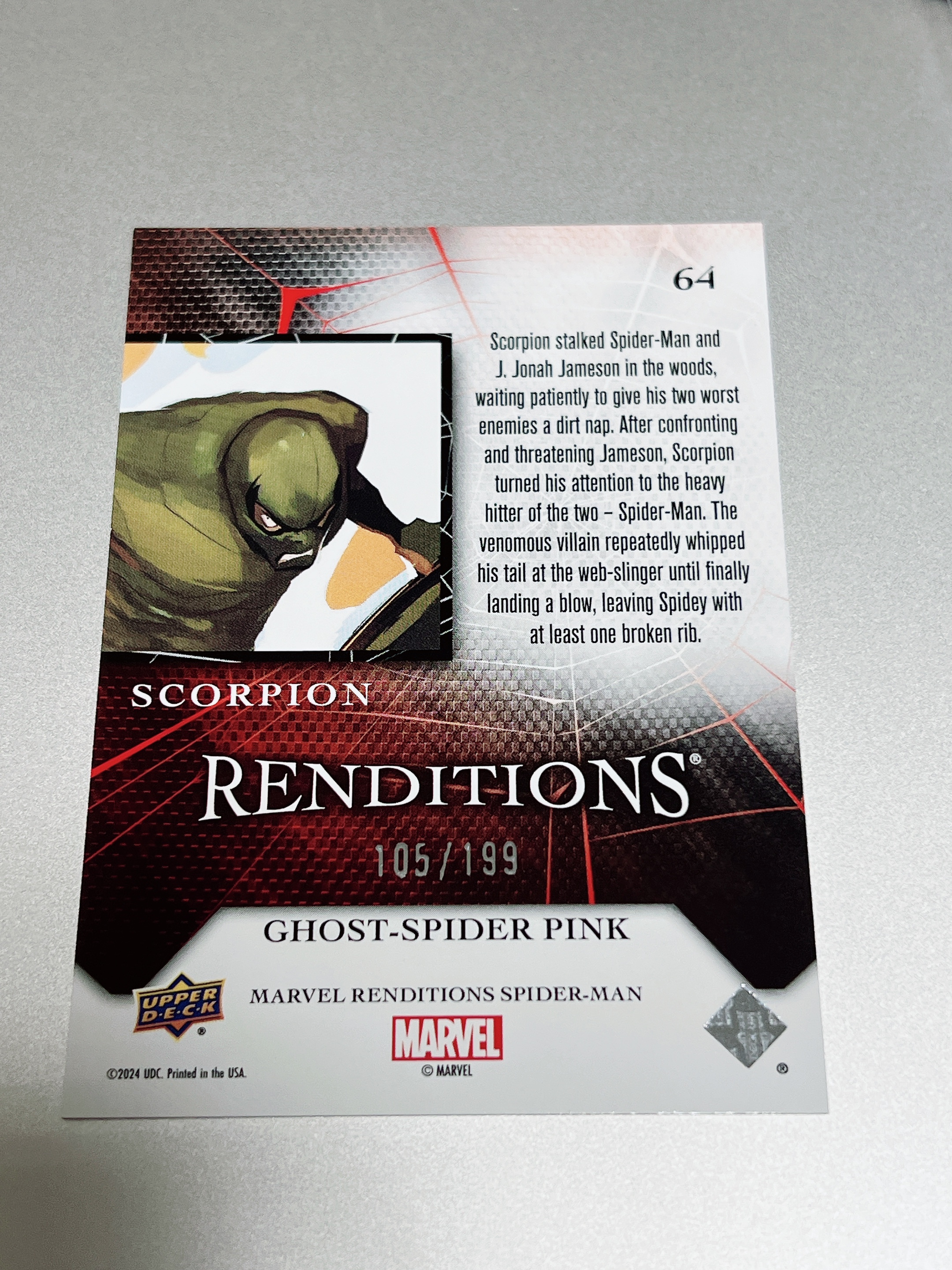 2024 Upper Deck Marvel Renditions Spider-man 漫威 蜘蛛侠演绎 毒蝎 粉碎冰折 /199编 卡品如图 收藏凑套 Scorpio 105/199 蜘蛛侠反派