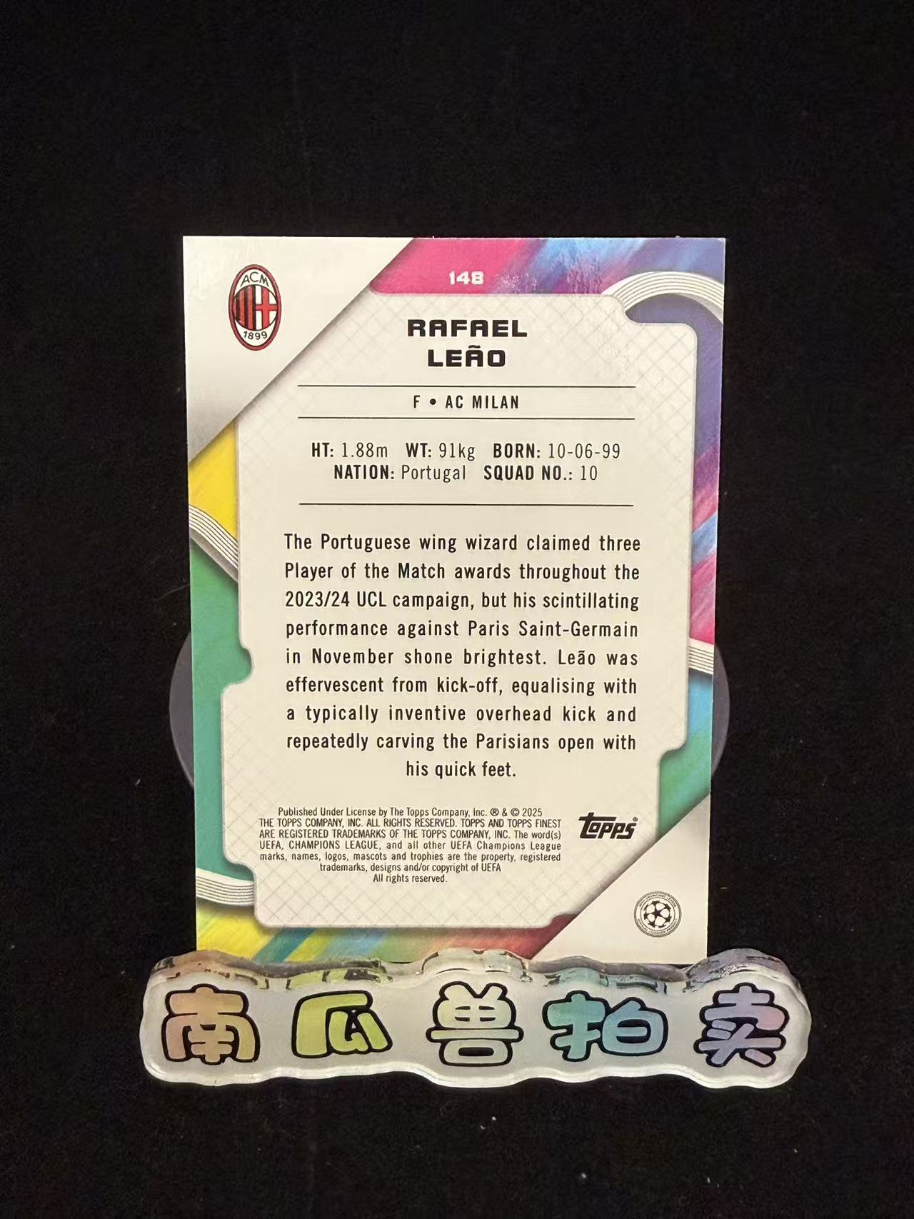 2025 Topps Finest Rafael Leao AC米兰 拉斐尔 莱奥 199编 紫熔岩折 折射 不保卡品 南瓜兽Joe11.17
