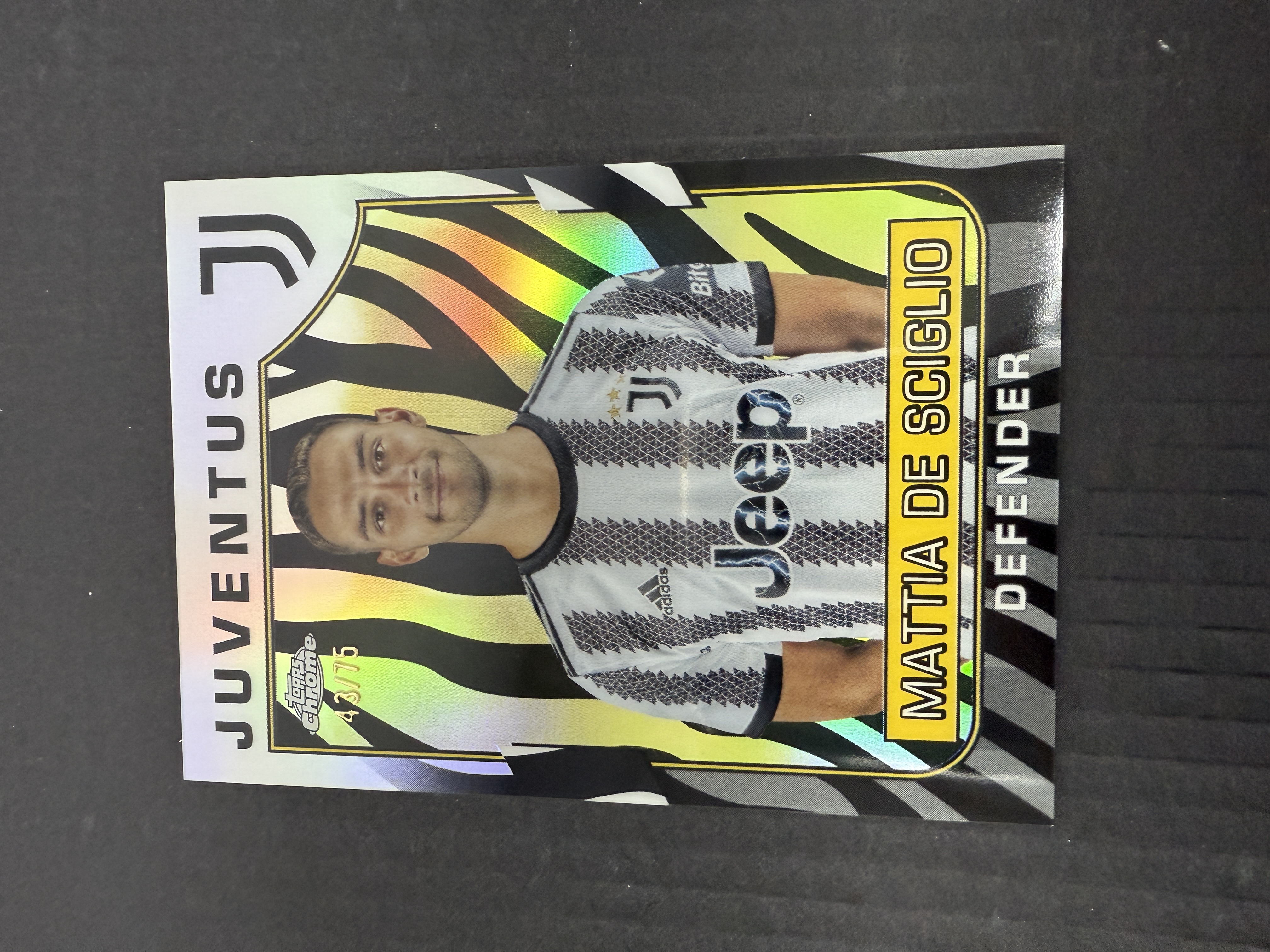 【GOAT山羊拍卖】D哥 2023-24赛季 topps chrome尤文图斯队盒系列 德·希利奥 斑马折 /75 尤文图斯 品相如图