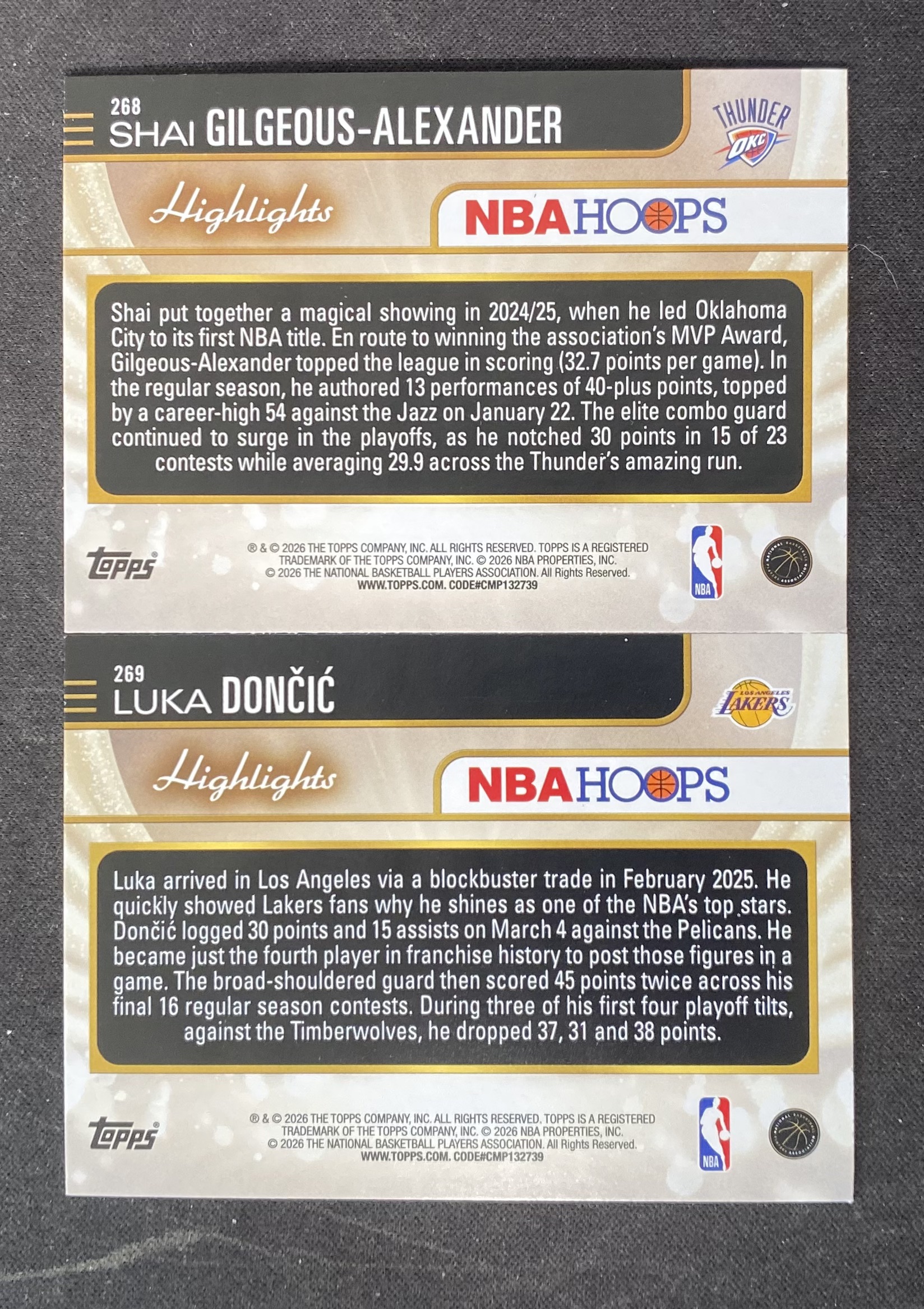 2025-26 Topps Hoops lot 【来拆波卡】雷霆 湖人 亚历山大 东契奇 Highlights 高光特卡 银折 jwcw