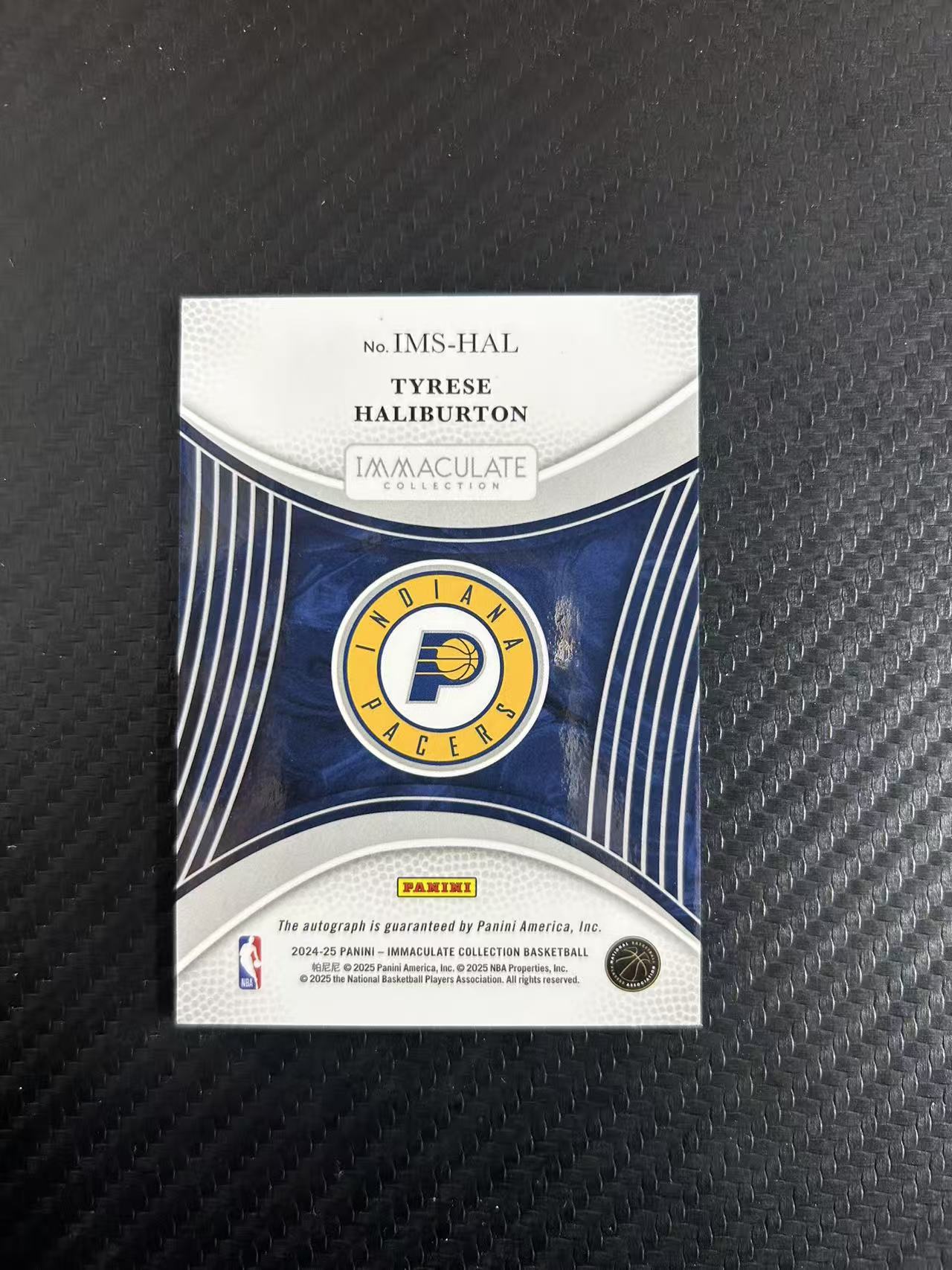 2024-25 Panini Immaculate Tyrese Haliburton #IMS-HAL【灯灯拍卡】 爱咪咪 步行者队 哈利魔法 哈里伯顿 金平行 卡签 03/10编 低编【麦浪风】