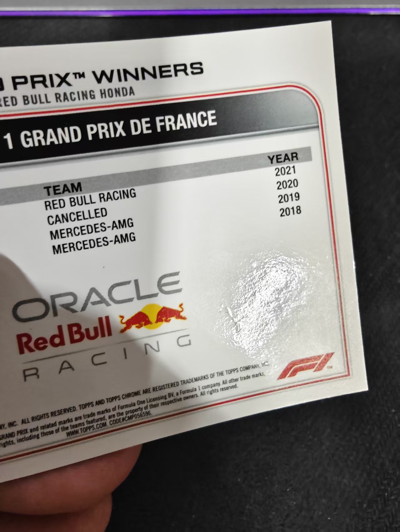 2022 Topps Chrome F1 Max Verstappen 维斯塔潘 红牛 划痕 边角瑕疵 #157