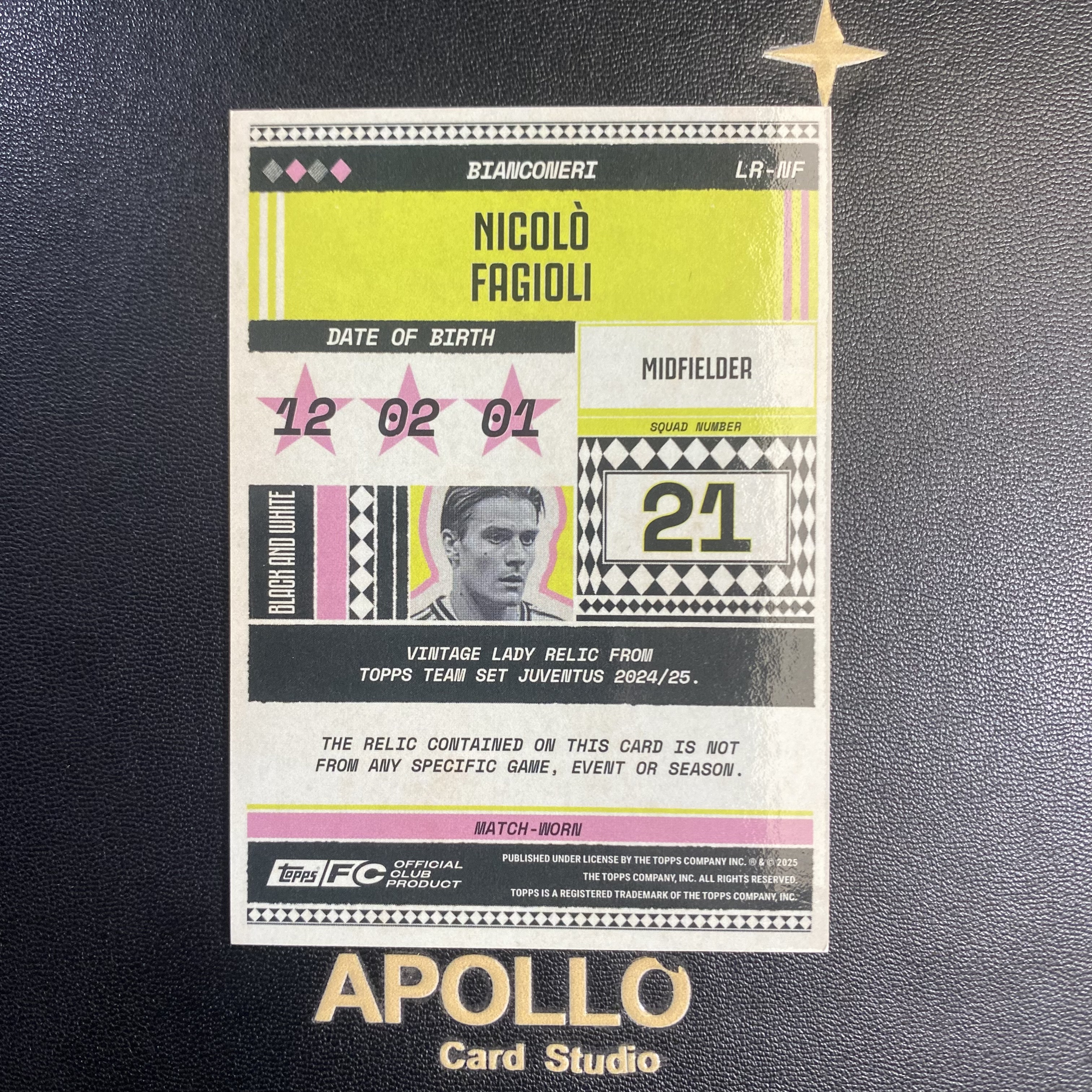 2024-25 Topps Team Set Nicolò Fagioli 法乔利 尤文图斯队盒 球衣 切割 物料 卡品如图 -枫