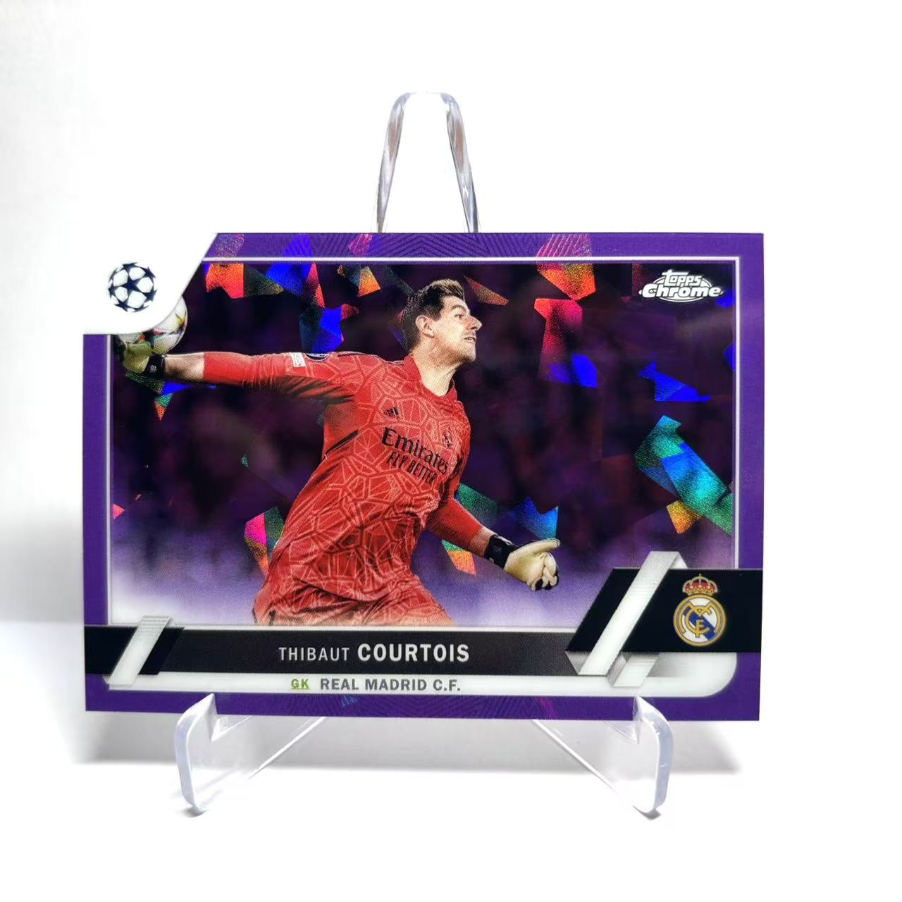 2023 Topps Chrome Thibaut Courtois 【东明】库尔图瓦 皇马 蓝宝石 15编 紫碎冰折 超低编 欧冠 皇家马德里 比利时 卡品如图