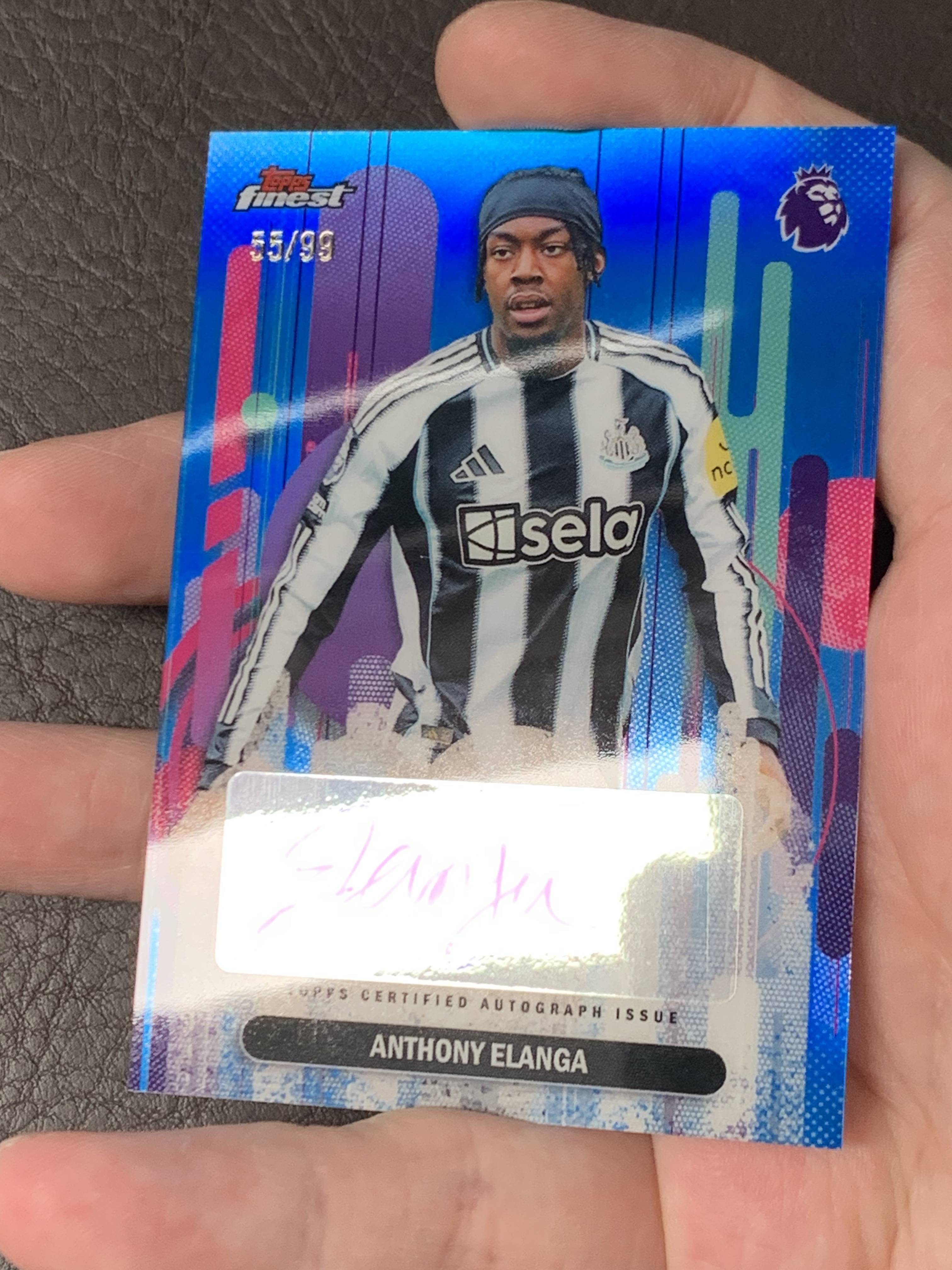 2026 Topps Finest Anthony Elanga 英超 埃兰加 纽卡斯尔联 瑞典 曼联 英格兰 55/99编 蓝折 签字