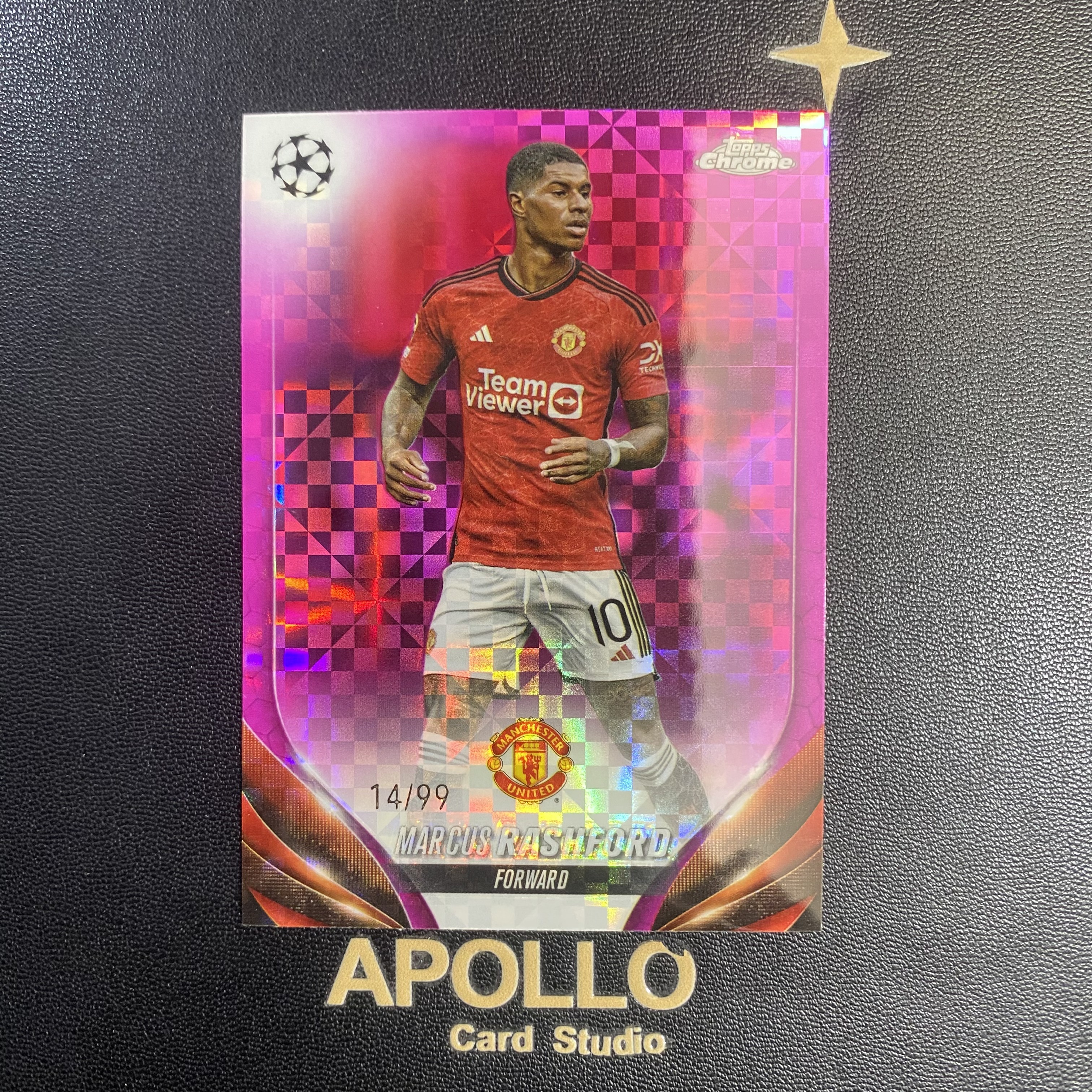 2023-24 Topps Chrome Marcus Rashford 拉什福德 欧战 欧冠TC 曼联 粉格子折 99编 卡品如图 -Aqi