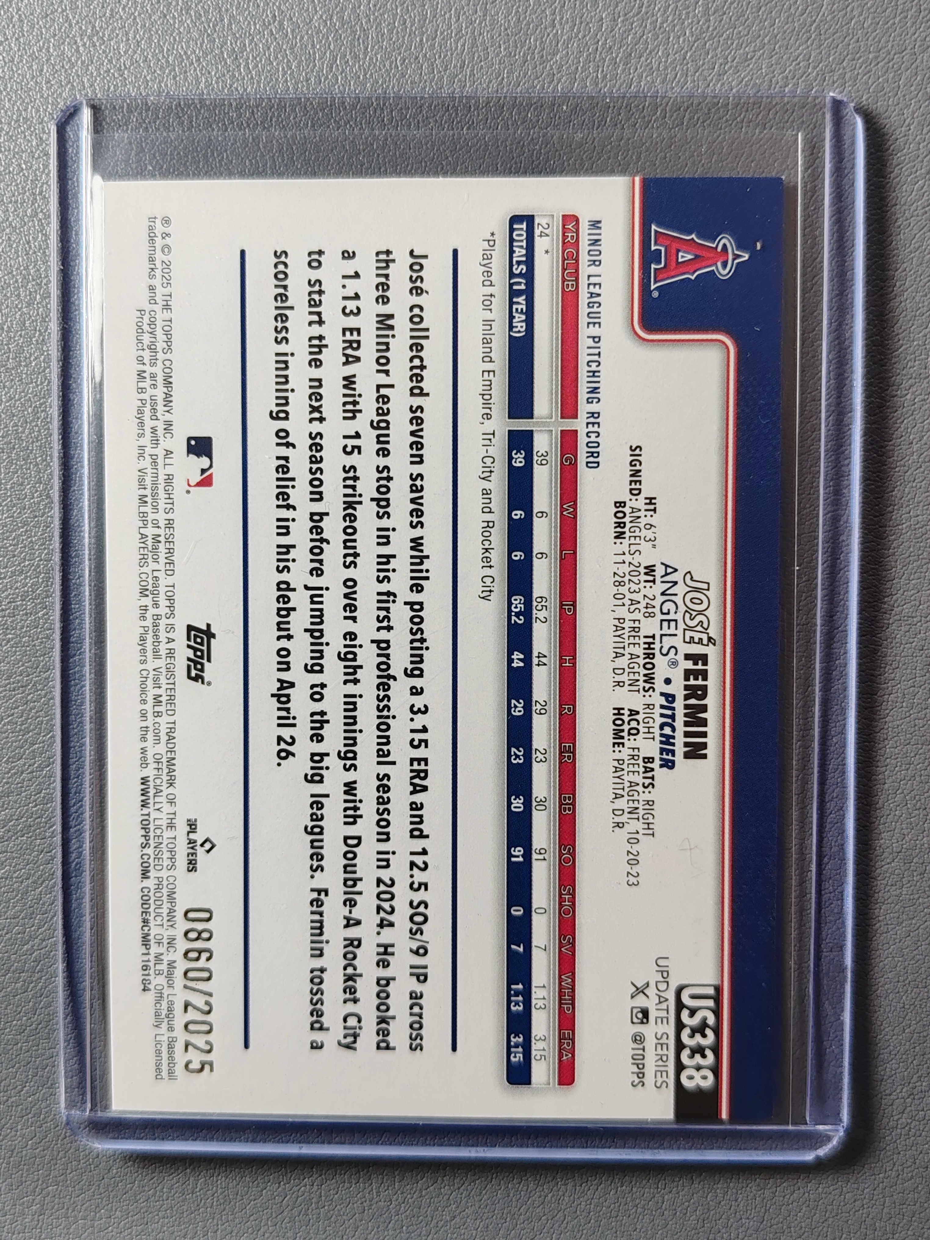 2025 Topps Update Jose Fermin RC 2025编!【pei】