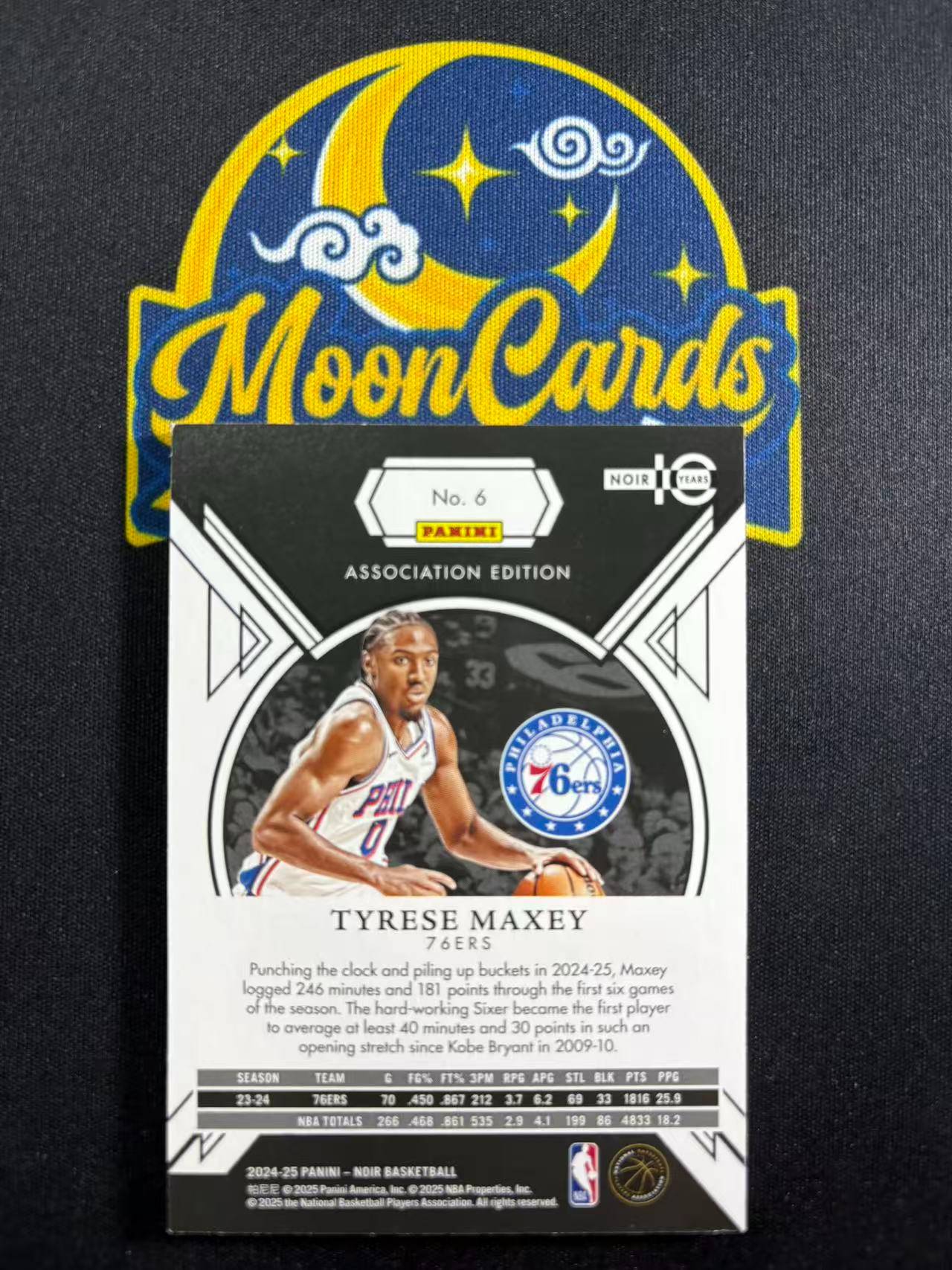 【梦卡拍卖】2024-25 Panini Noir Tyrese Maxey 诺尔 76人 马克西 /15编 低编 闪版 base #DD# lalaland