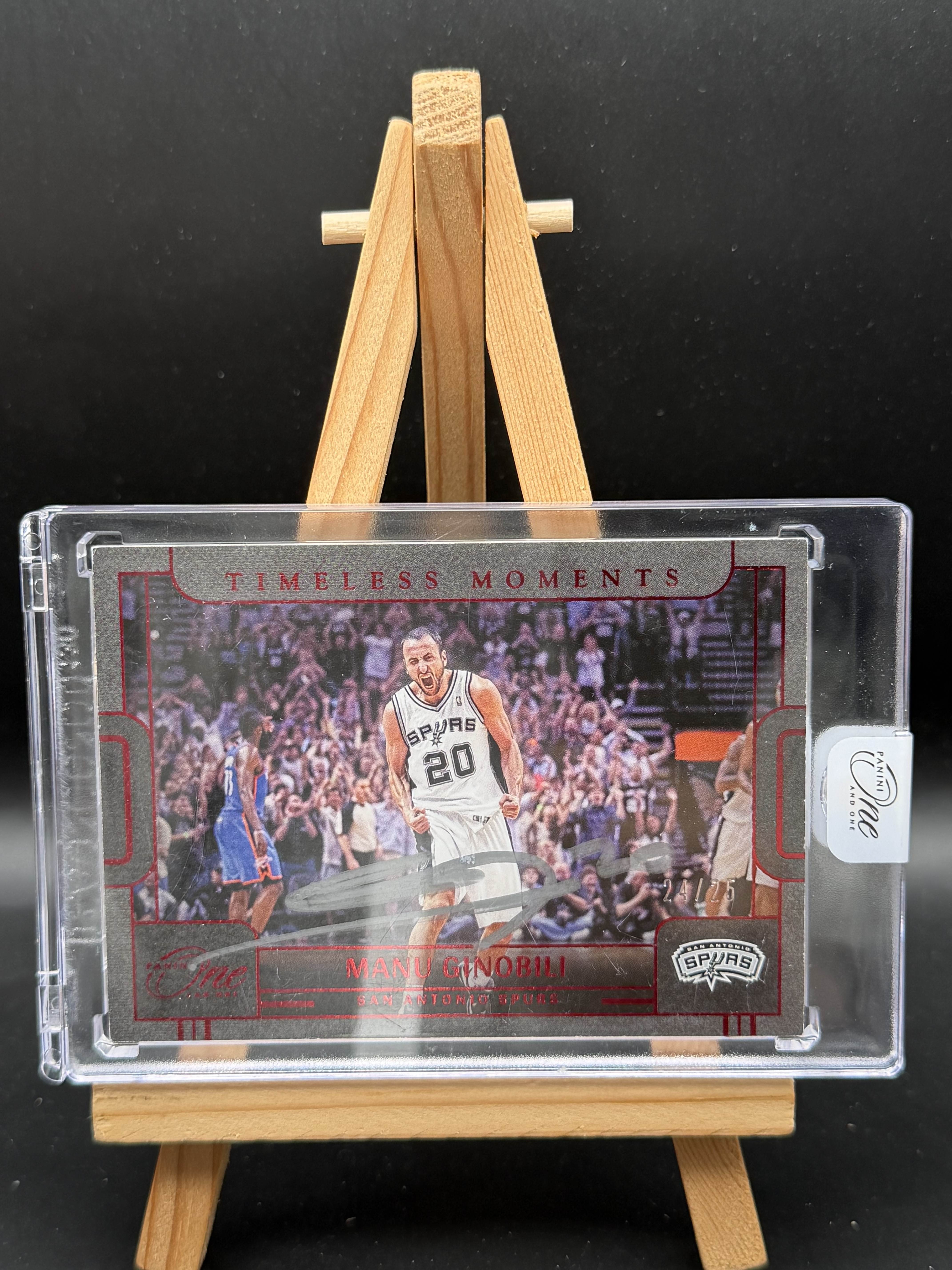 2022-23 Panini One and One Manu Ginobili 马努 吉诺比利 马刺 ONE timeless moments 时刻 25编 红折 卡签 签字 原封