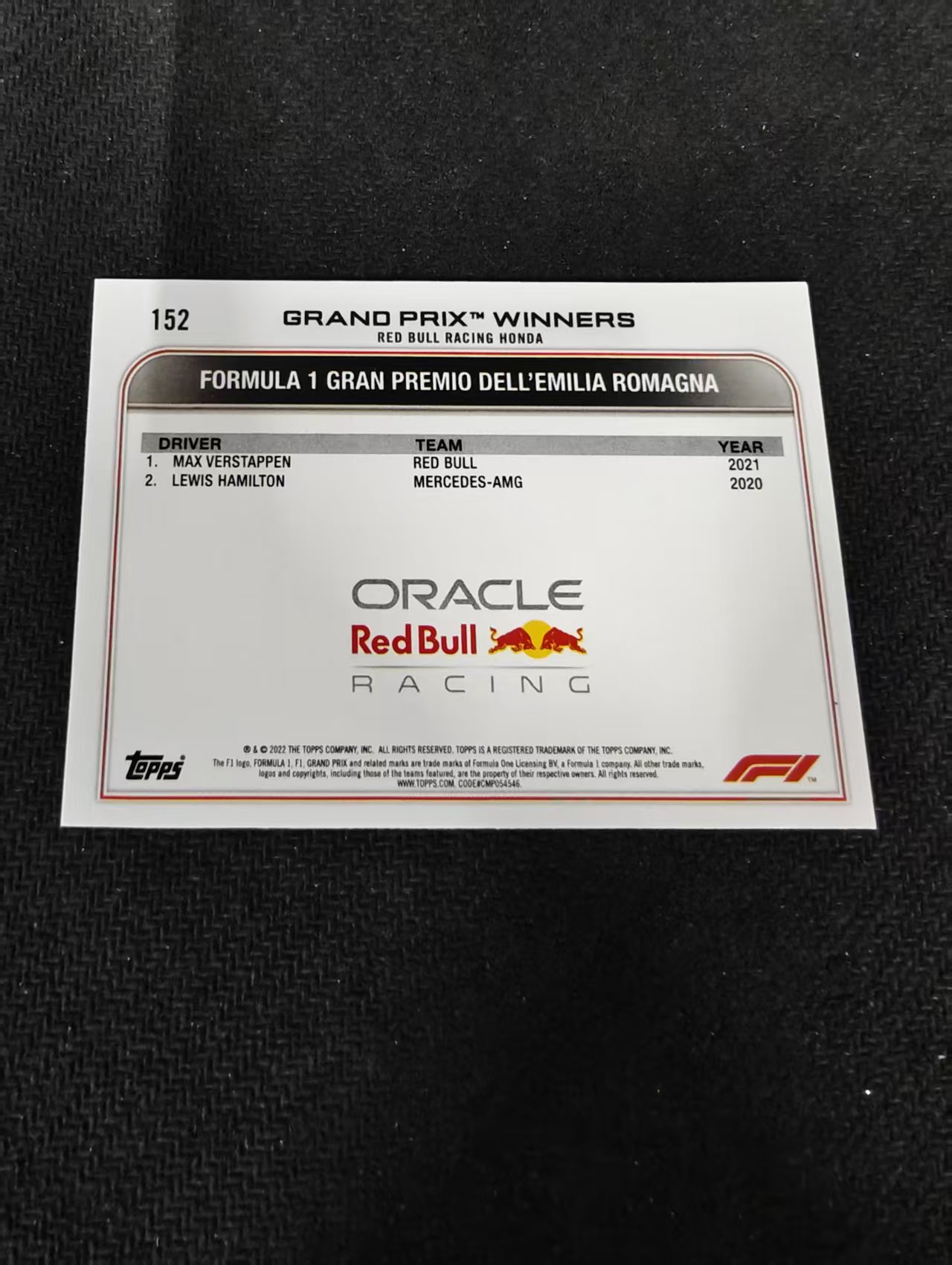 2022 Topps Chrome F1 Max Verstappen 维斯塔潘 红牛 划痕 边角瑕疵 @152