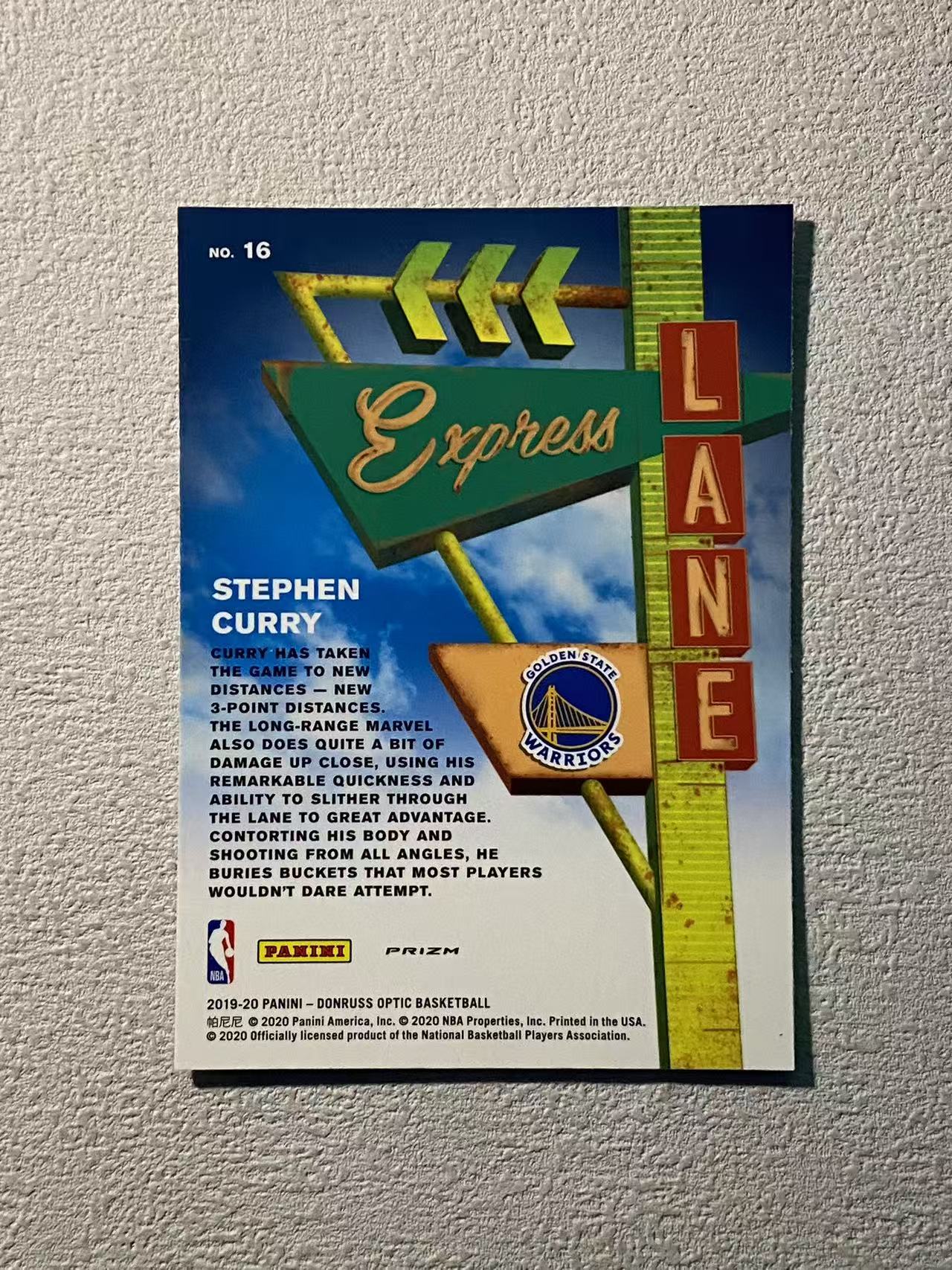 2019-20 Panini Donruss Optic Stephen Curry op 勇士 斯蒂芬 库里 大比例 lane特卡 银折 折射 收藏必备