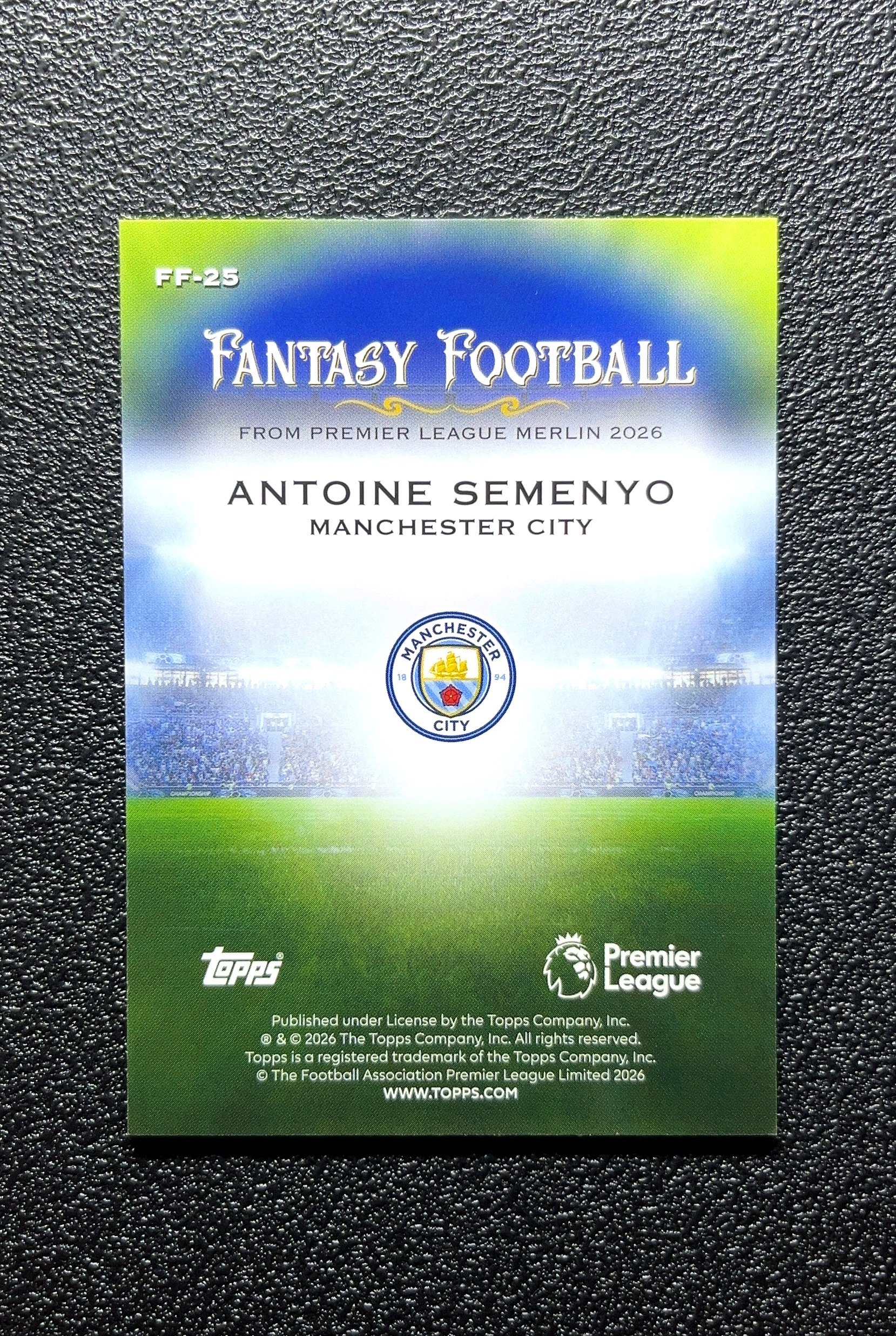 【小白1%代卖】2026 Topps Merlin Fantasy Football 梦幻足球特卡 Antoine Semenyo 安东尼·塞梅约 绿折 折射 卡品如图 高价值 0802
