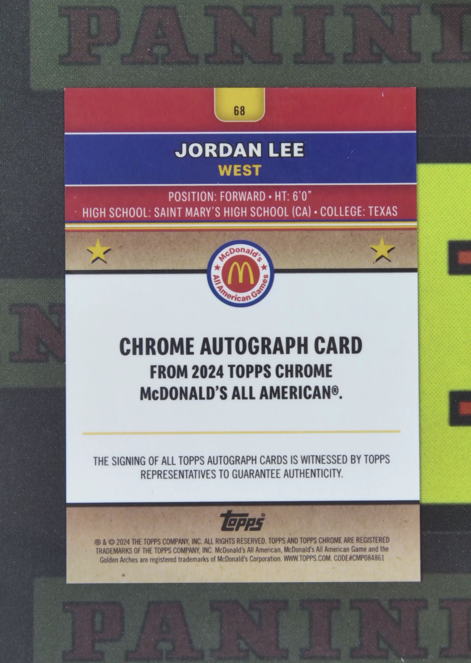 2024 Topps McDonald's Jordan Lee Nirvana Project 乔丹 李 女篮 高中 09/25 签字 黄瓜折 折射 麦当劳 TC 卡品如图 收藏必备 zz001