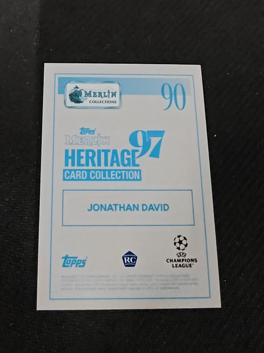 【可合并,不累计】2022 Topps Merlin97 jonathan david RC 新秀 乔纳森 戴维 欧冠 梅林97 边角瑕疵 #90
