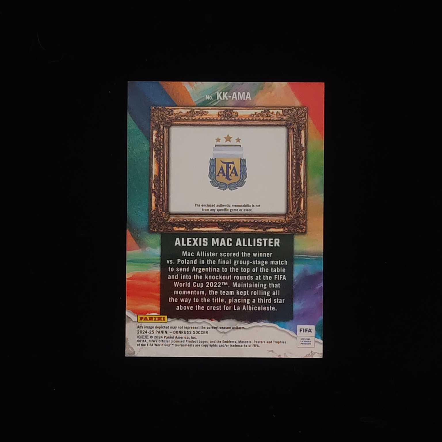 2024-25 Panini Donruss Alexis Mac Allister 杜蕾斯 阿根廷 麦卡利斯特 球衣物料切割 卡品如图 收藏必备 【才来-柱】