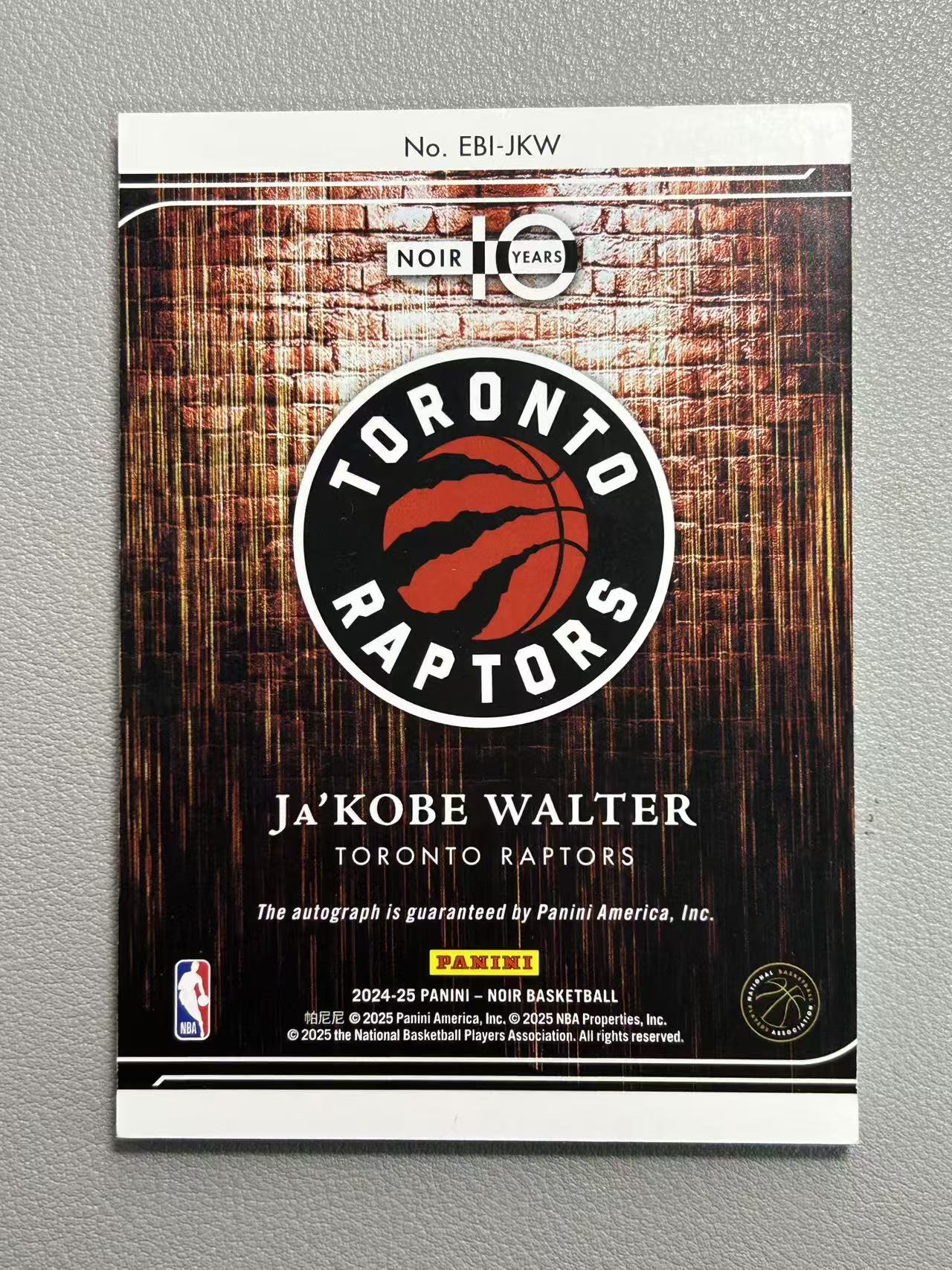 【阿泽代卖】2024-25 Panini Noir 诺尔 Ja'Kobe Walter 猛龙 新秀 RC 贾科比 沃尔特 签字 卡签 /75编 霓虹灯 INK签 选图巨帅 卡品如图 介意勿拍