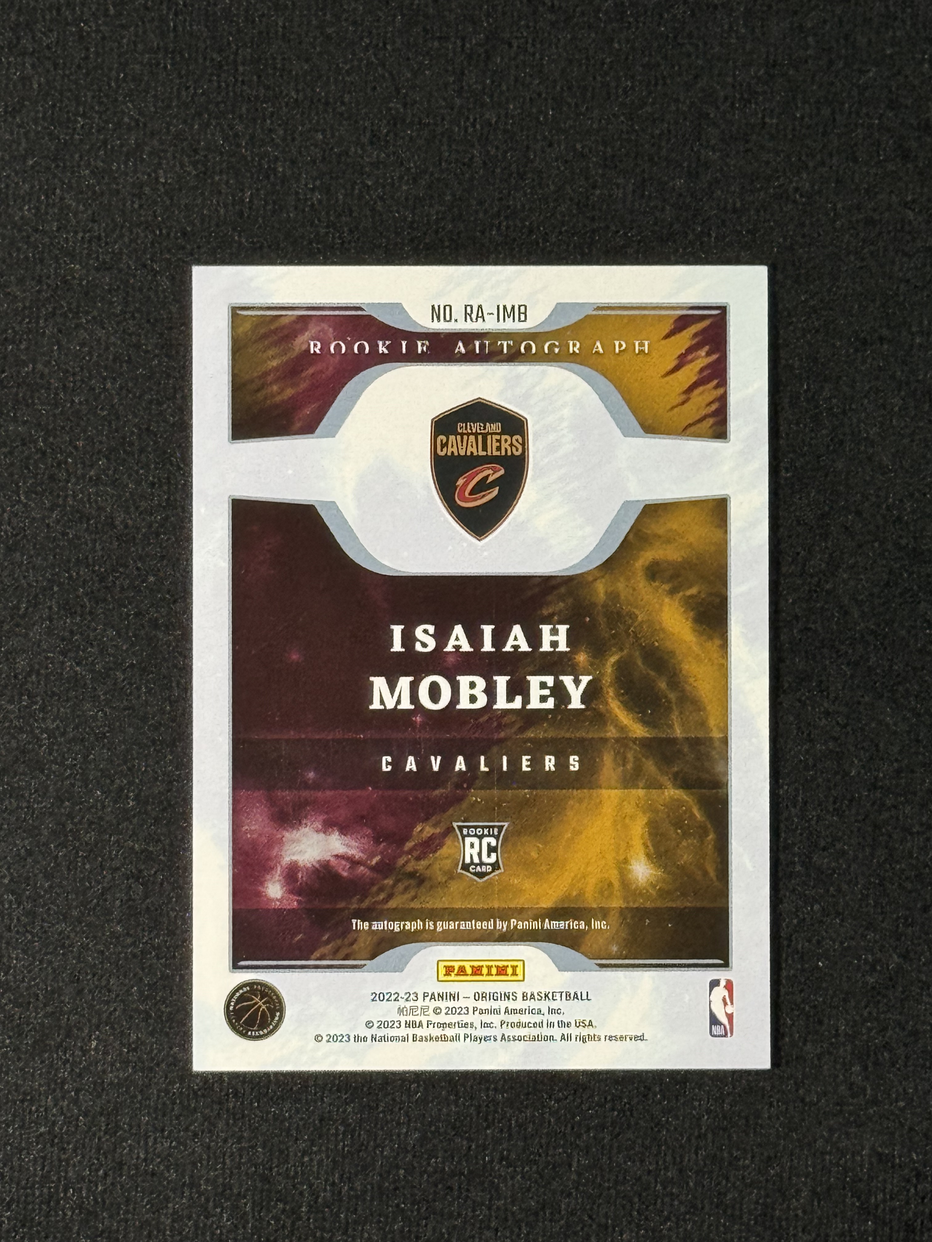 2022-23 Panini Origins Isaiah Mobley RC 【扎克代卖】起源 卡签 骑士新秀 以赛亚 莫布利 莫布里 40编 实卡好看 瑕疵如图 福盒 猪脚饭