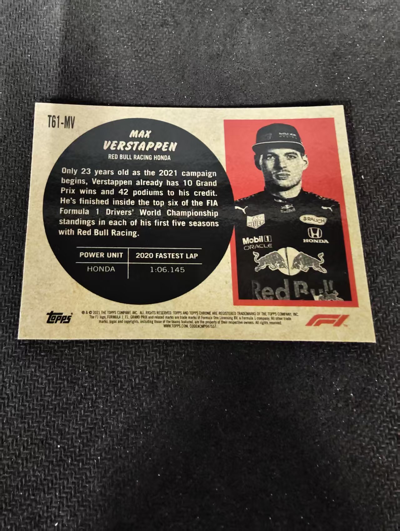 2021 Topps Chrome F1 Max Verstappen 方程式赛车系列 马克斯 维斯塔潘 红牛车队 特卡 银折 F1 划痕 边角瑕疵 #MV