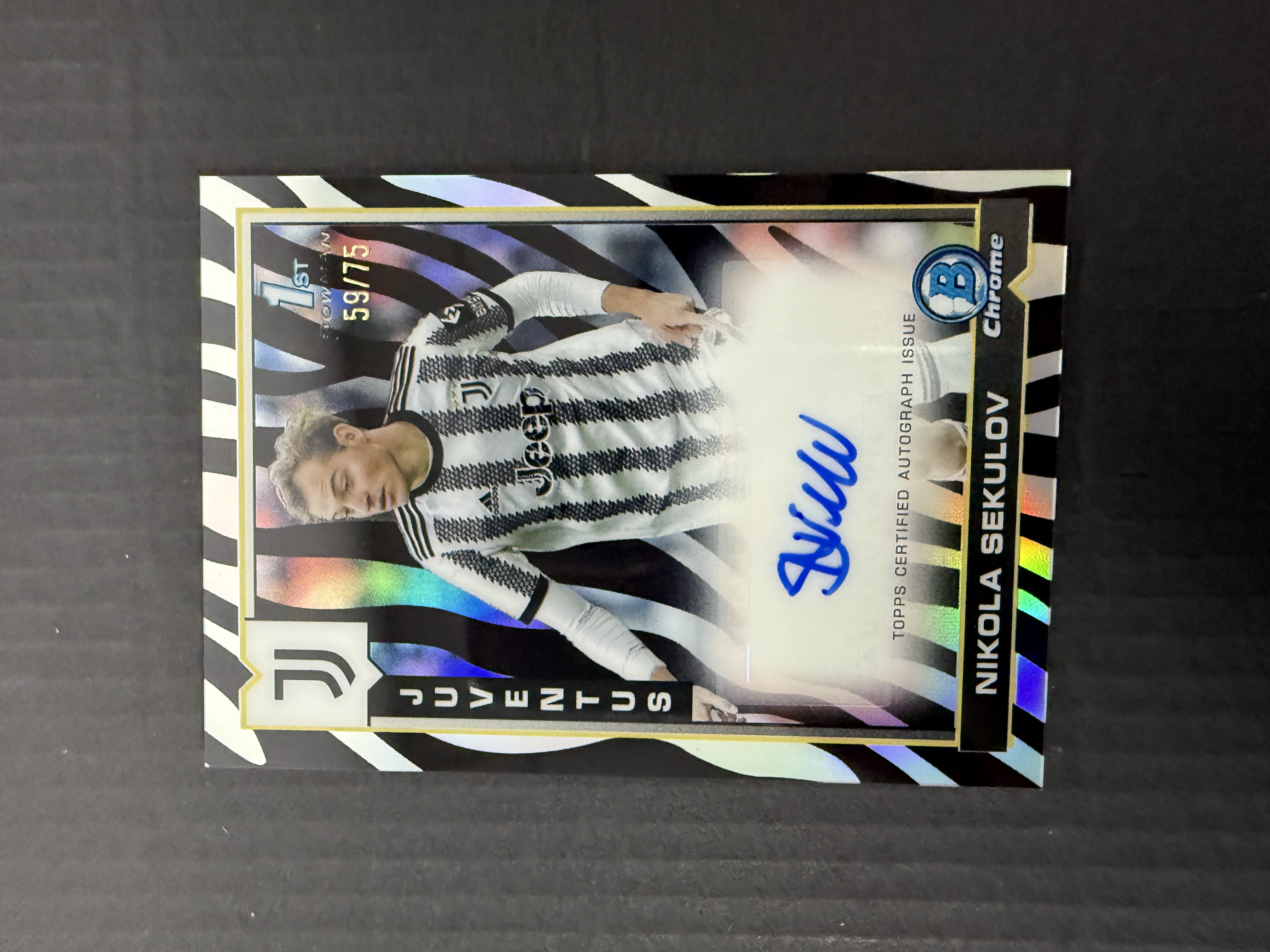 【GOAT山羊拍卖】D哥 2023-24赛季 topps chrome尤文图斯队盒系列 巴尔扎利 bowman斑马折签字 /75 尤文图斯 品相如图