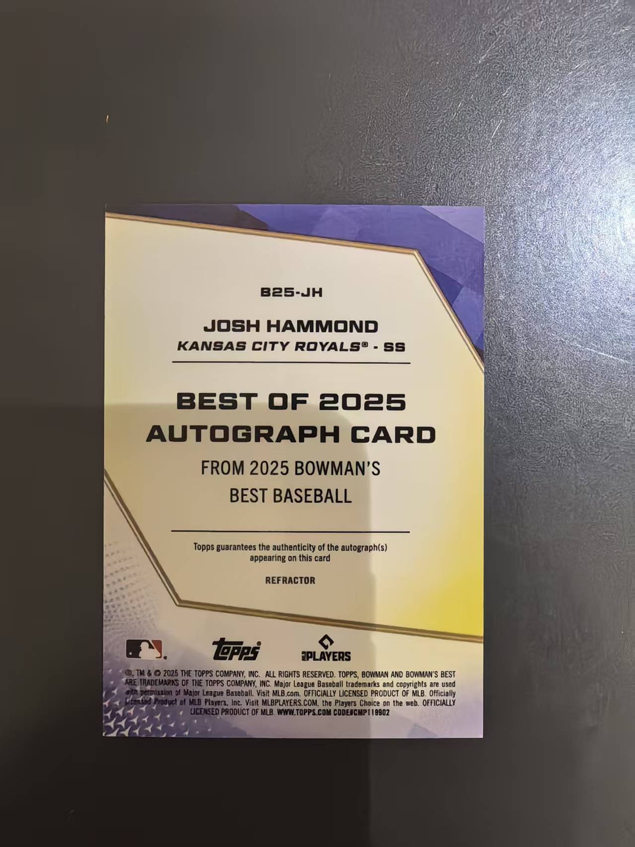 2025 Topps Bowmans Best Josh Hammond MLB 小联盟 堪萨斯皇家 约什 哈蒙德 Best of 2025 卡签 卡品如图 凑套收藏