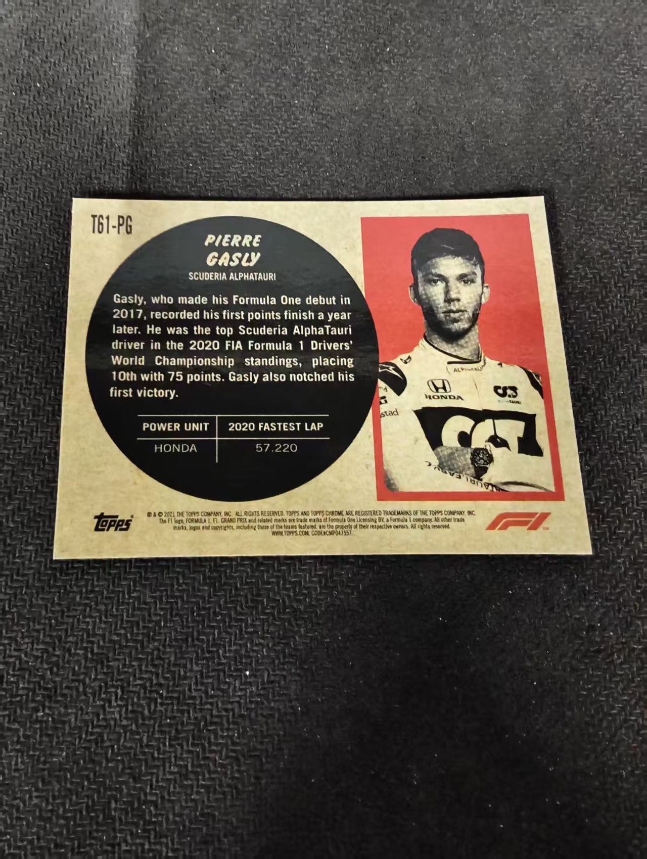 2021 Topps Chrome F1 Pierre Gasly 加斯利 小红牛 特卡 银折 F1 划痕 边角瑕疵 #PG