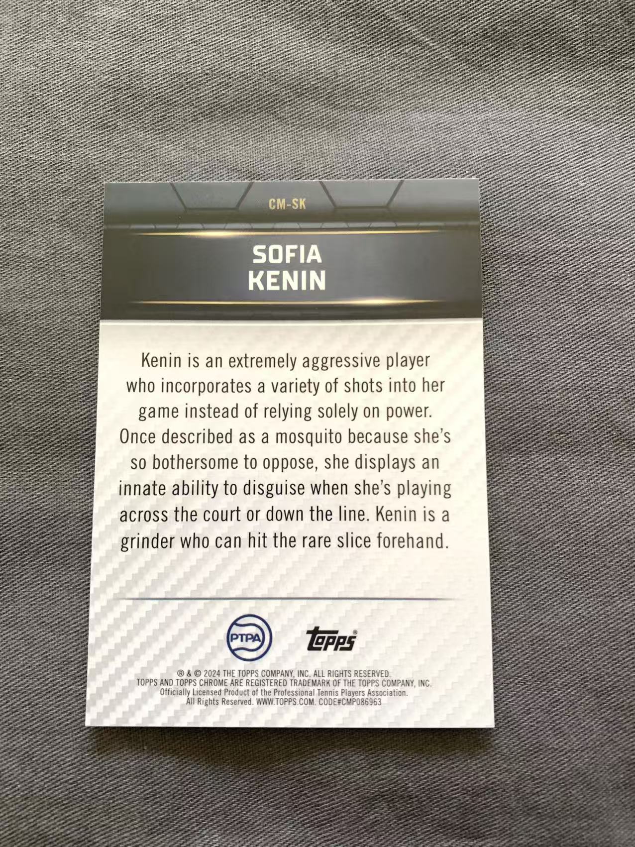 2024 Topps Graphite 石墨 Sofia Kenin 索菲娅 克宁 Court Masters 特卡 /199编 青折 收藏必备 戴戴